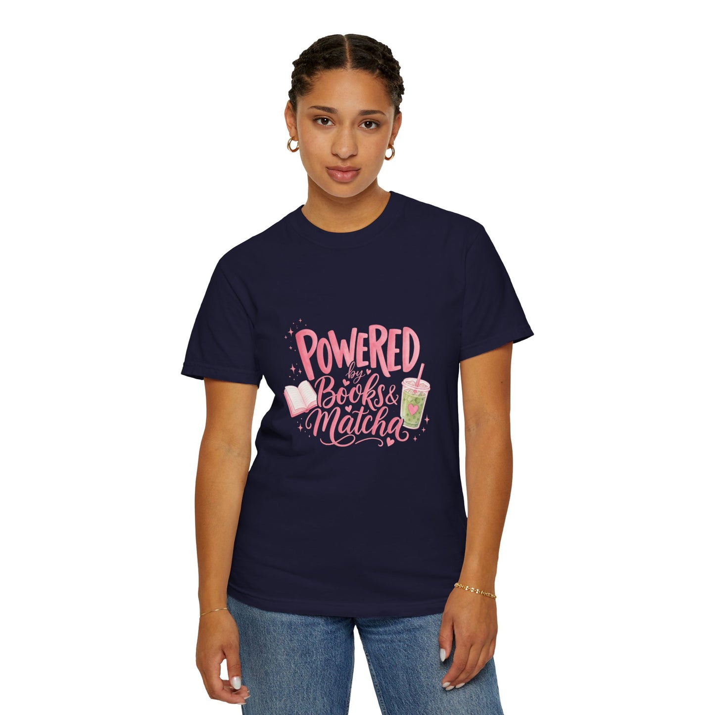 "Powered by Books & Matcha" T-Shirt
