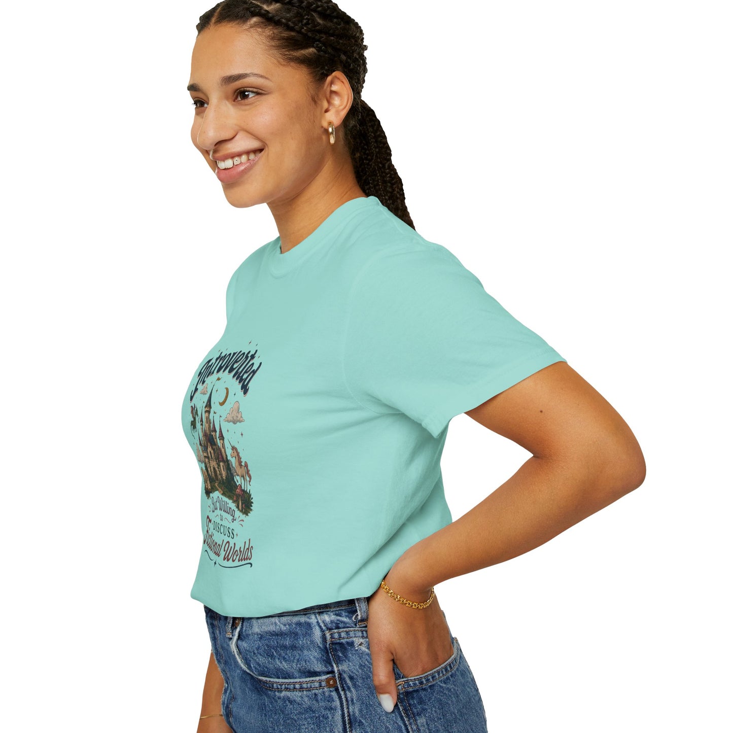 "Introverted But Willingly Discuss Fictional Worlds" Fantasy Lovers T-Shirt