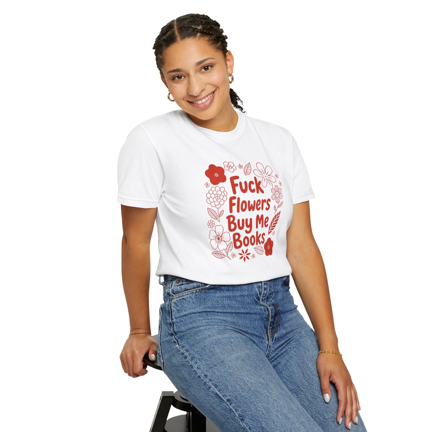 “Fuck Flowers Buy Me Books” Floral Graphic Tee