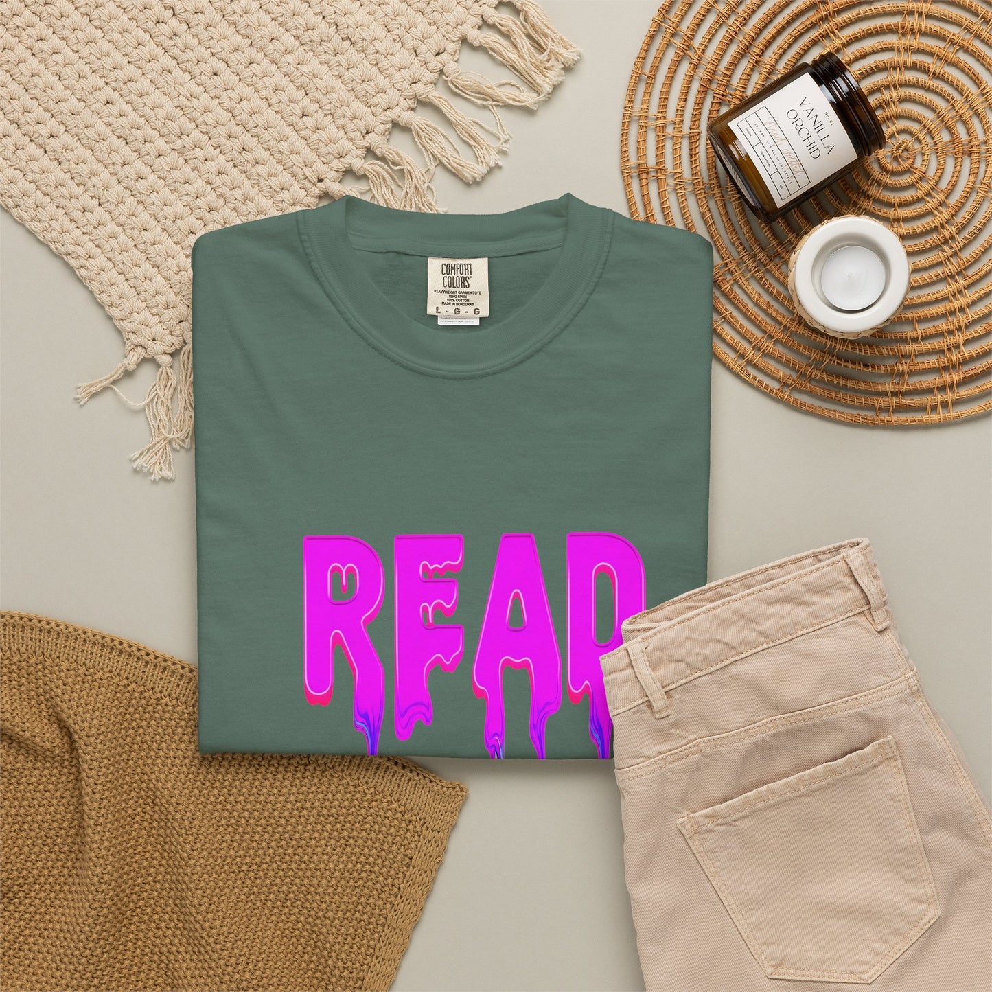 "READ" Dripping Graphic T-Shirt — Psychedelic Melting Book Design