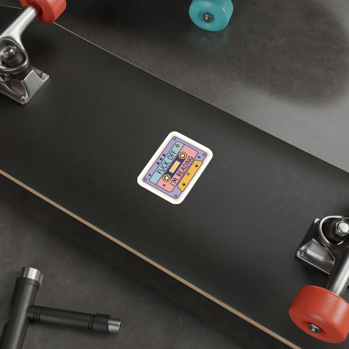 Die-Cut Sticker — Retro Cassette “Fuck Off I’m Reading” | Book Lover Laptop Decal