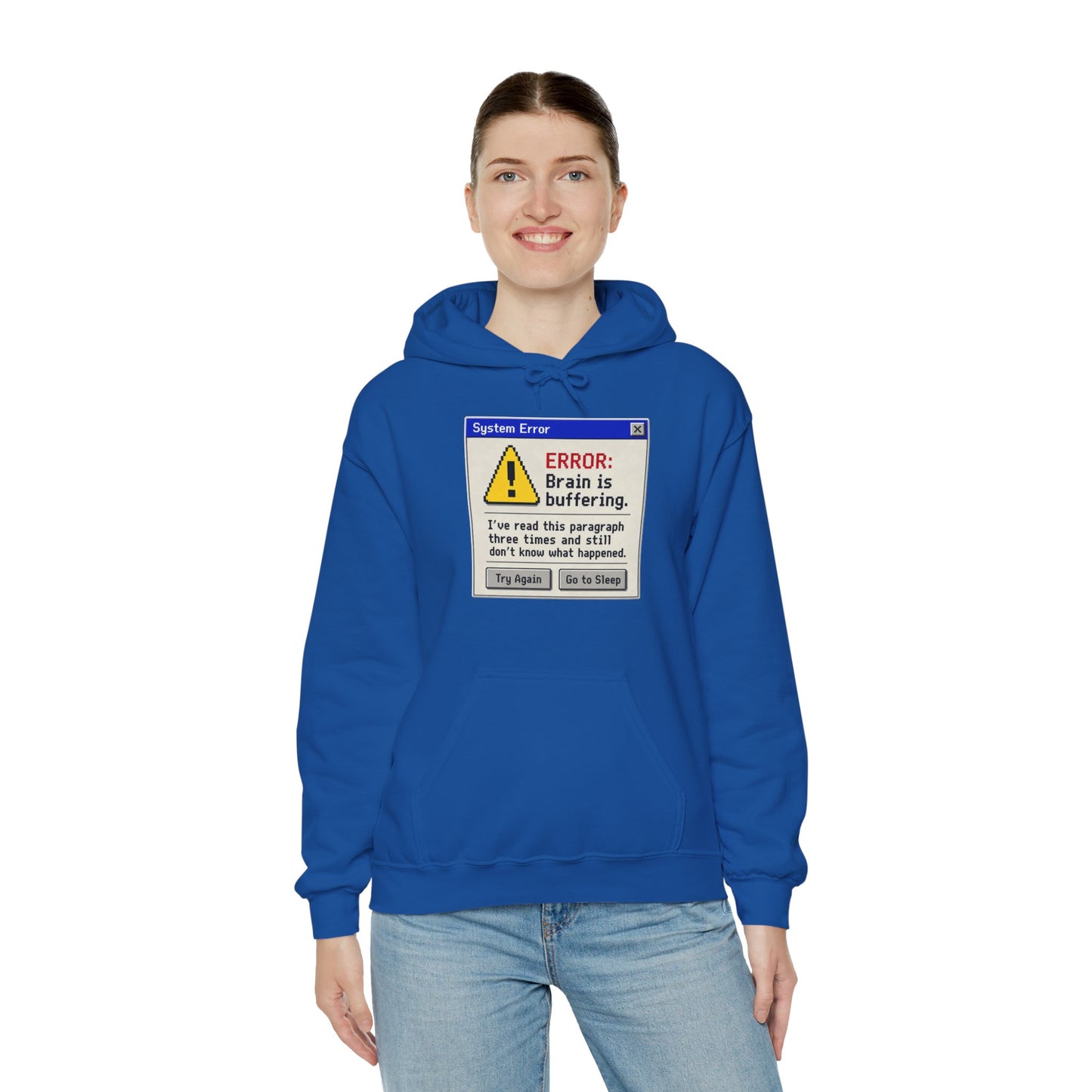 Neurospicy "ERROR: Brain is buffering" Retro Computer Alert Graphic Hoodie