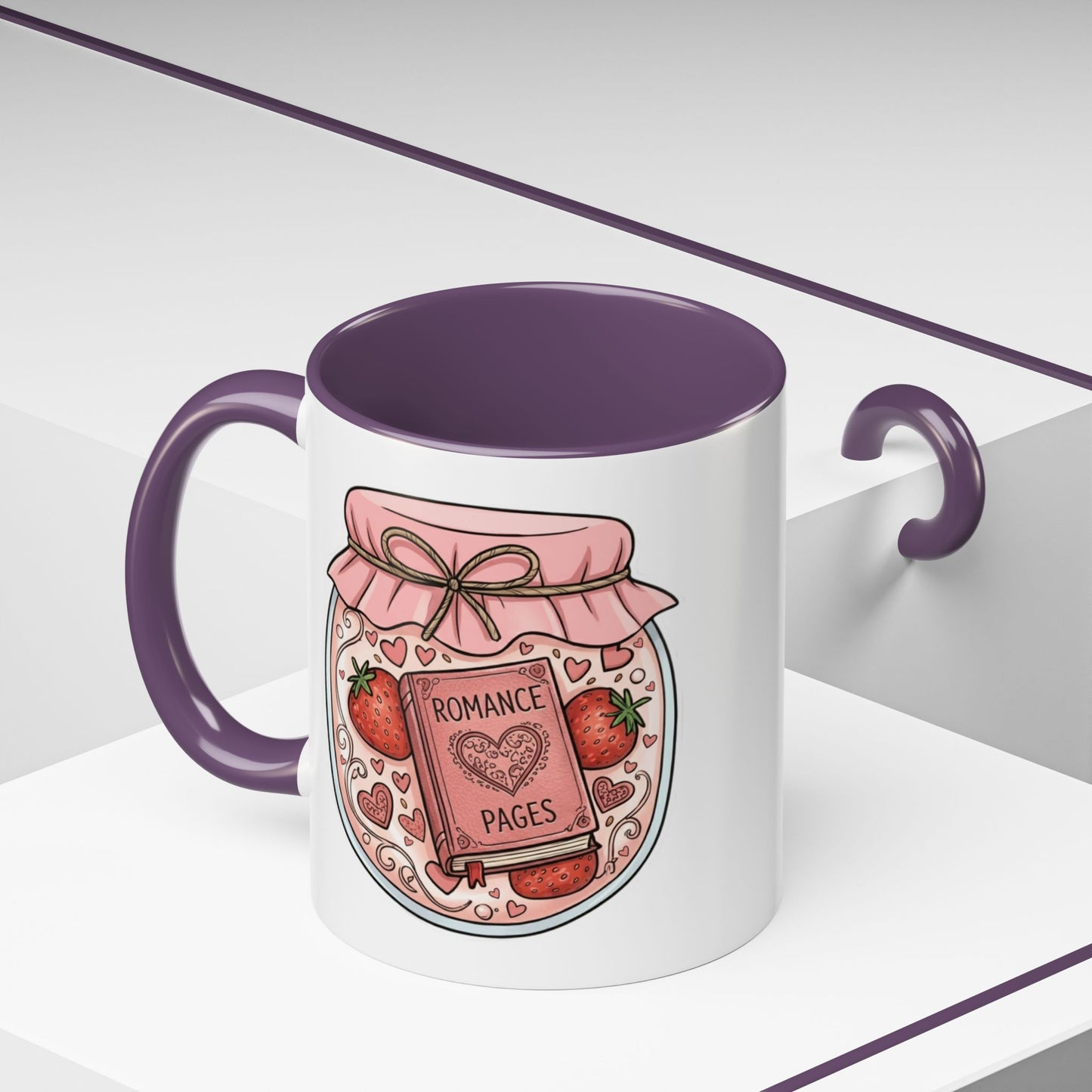 "Romance Pages" Jam Jar Coffee Mug — Cute Strawberry Jam Romance Readers Mug (11/15oz)