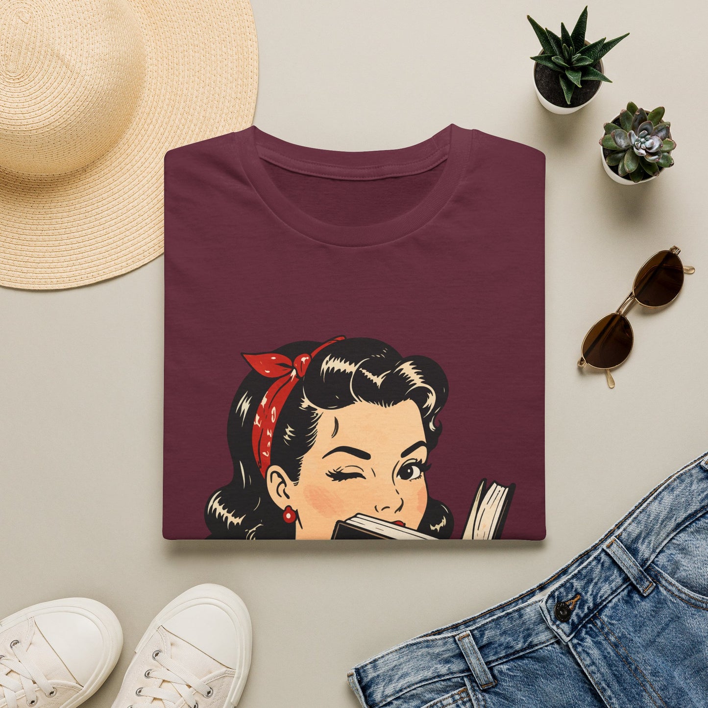 Lightweight Fabric - Vintage Pin-up Reading Tee — "Smutty Content" Graphic T-Shirt