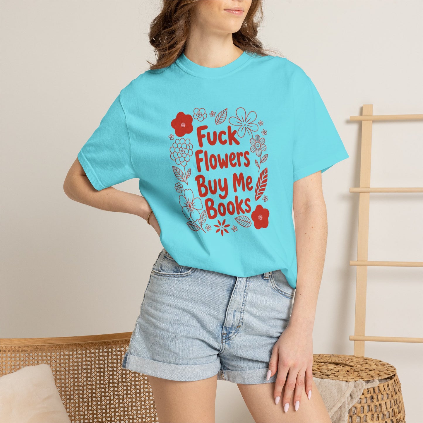“Fuck Flowers Buy Me Books” Floral Graphic Tee