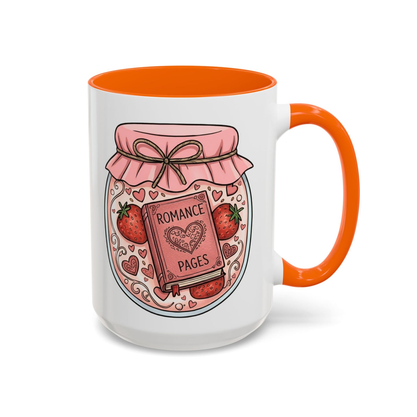 "Romance Pages" Jam Jar Coffee Mug — Cute Strawberry Jam Romance Readers Mug (11/15oz)
