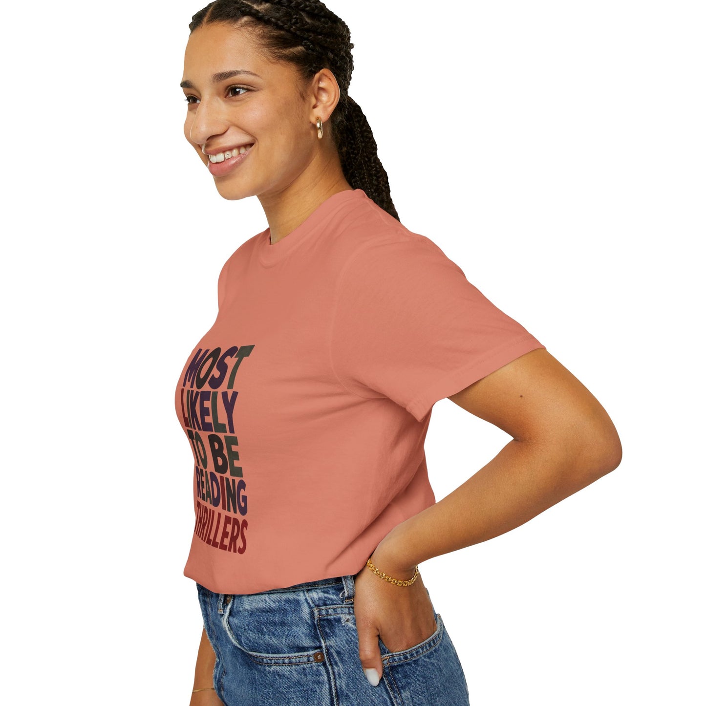 “Most Likely to Be Reading Thrillers” Graphic T-shirt