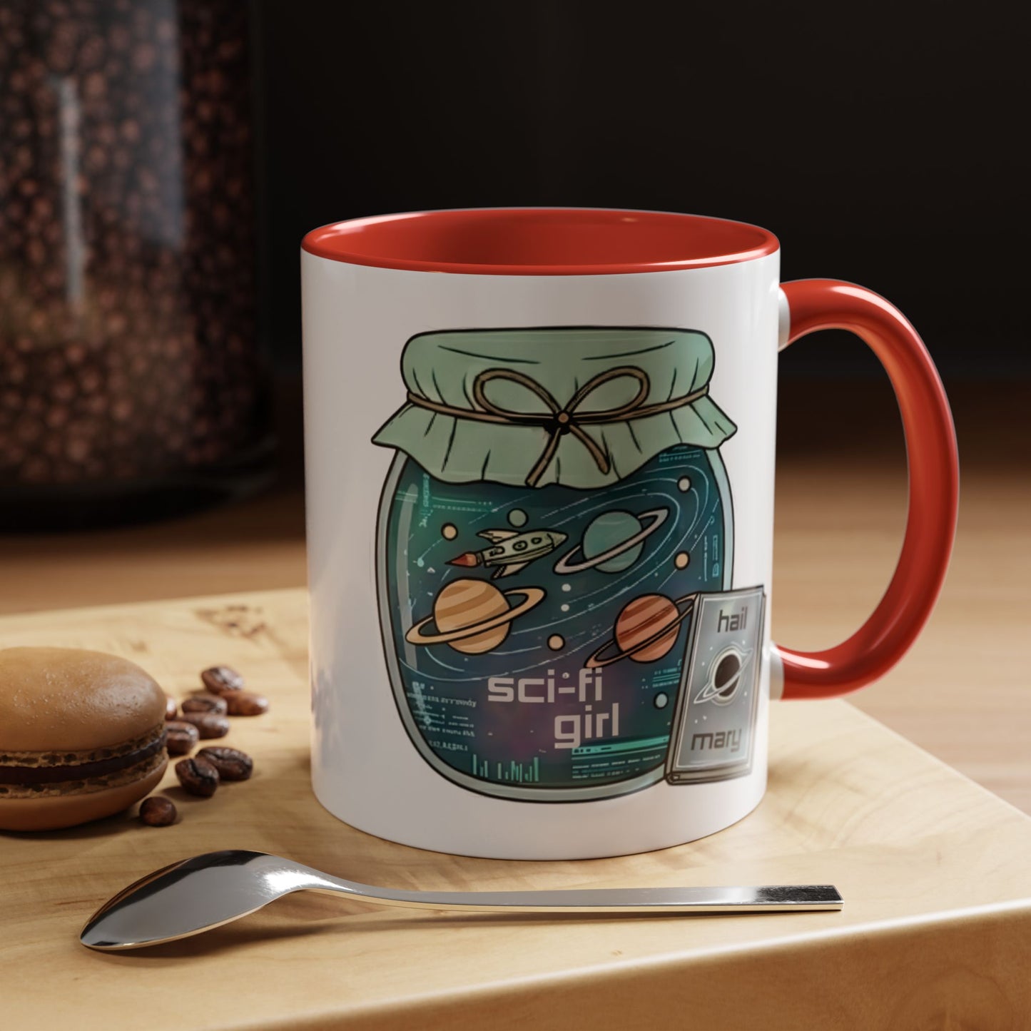 "Sci‑Fi Girl" JamJar Mug — Space Planets Accent Coffee Cup (11/15oz)