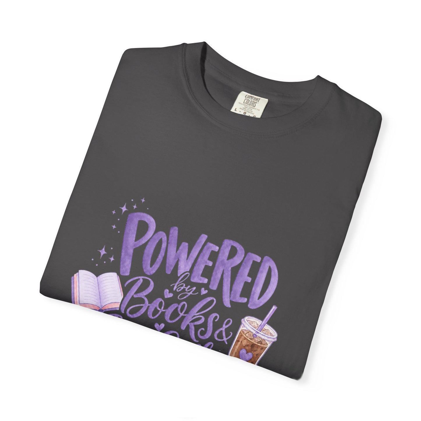 Book Lover T‑Shirt — "Powered by Books & Iced Coffee" Graphic Tee