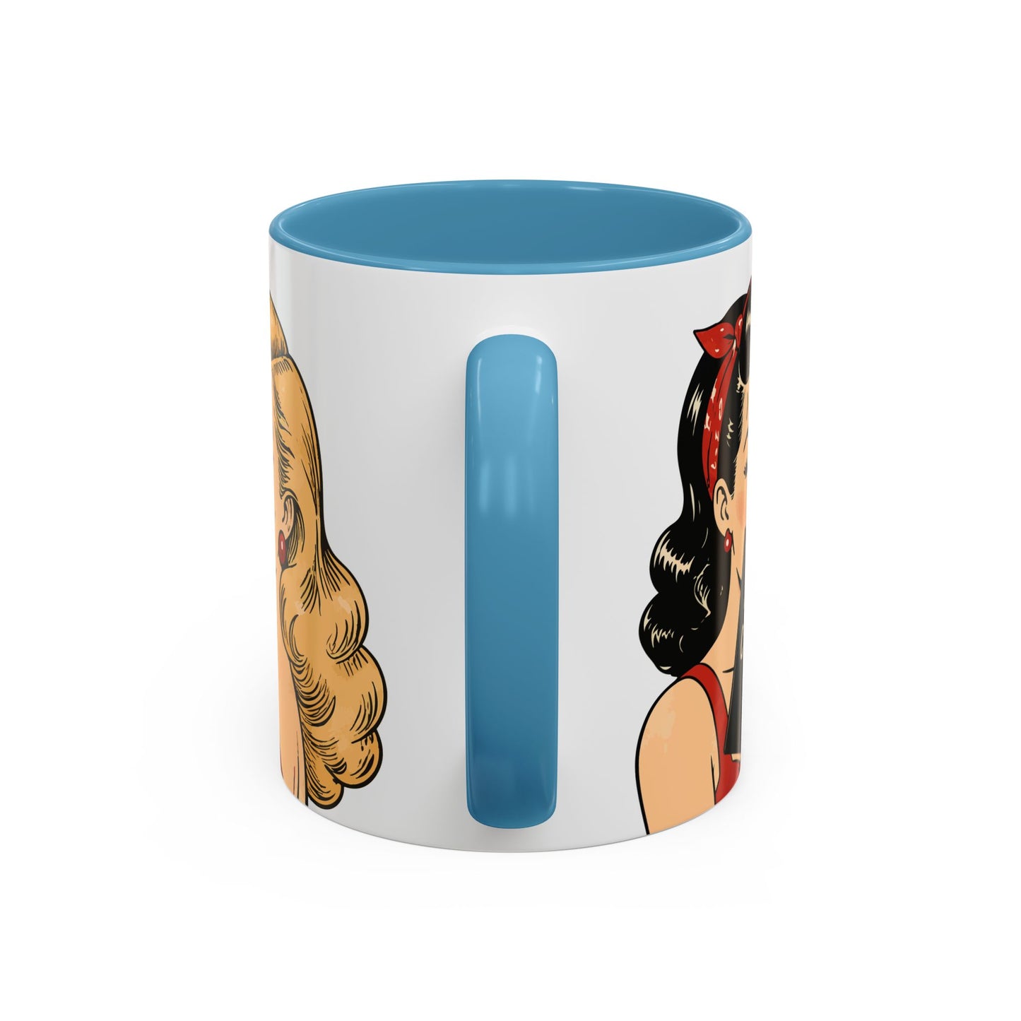 Retro Pin-Up Coffee Mug — Vintage Pop Art Woman with Heart Lollipop (11oz)