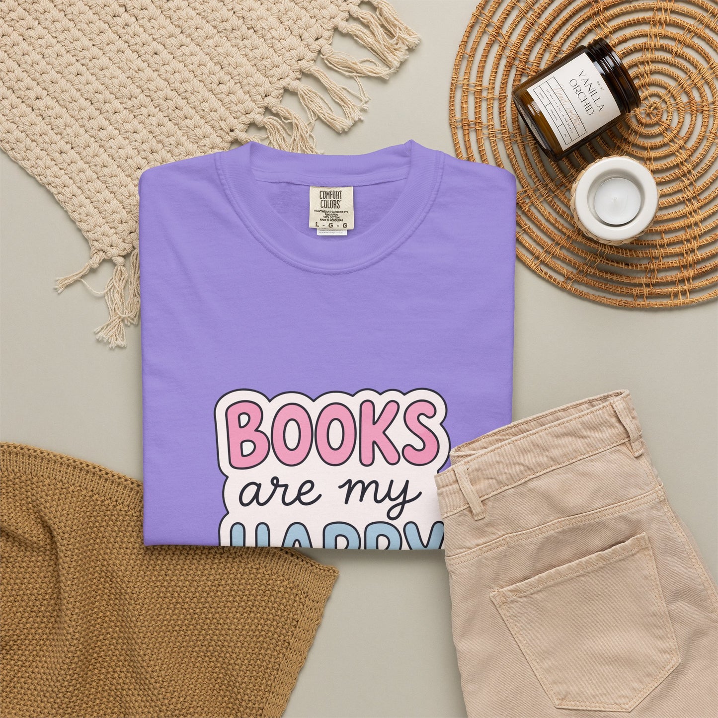 "Books Are My Happy Place" T-Shirt — Cute Pastel Reader Tee