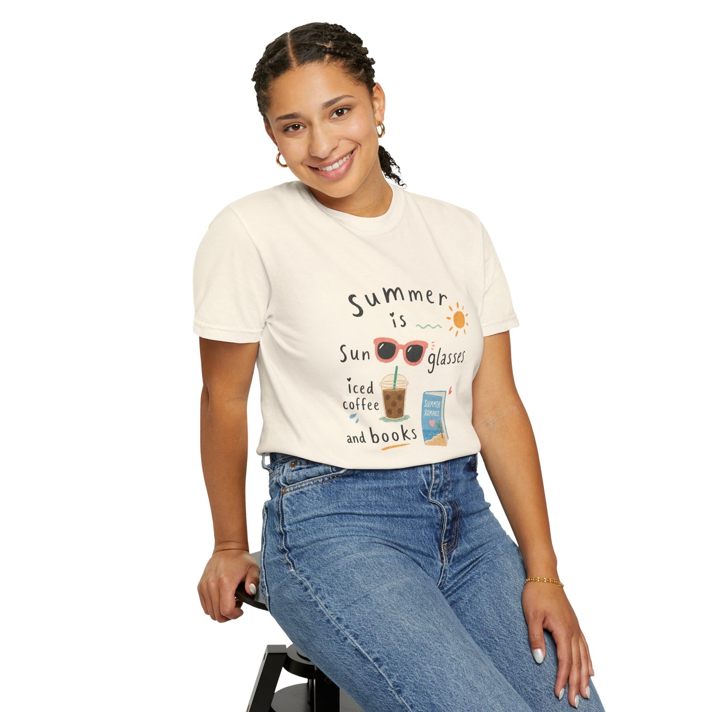 "Summer Is Sunglasses, Iced Coffee & Books" T-Shirt