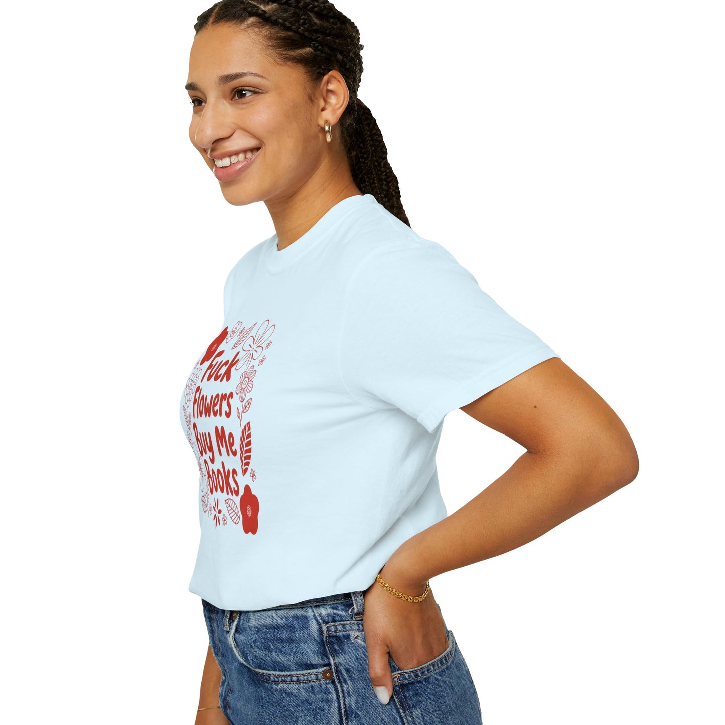 “Fuck Flowers Buy Me Books” Floral Graphic Tee