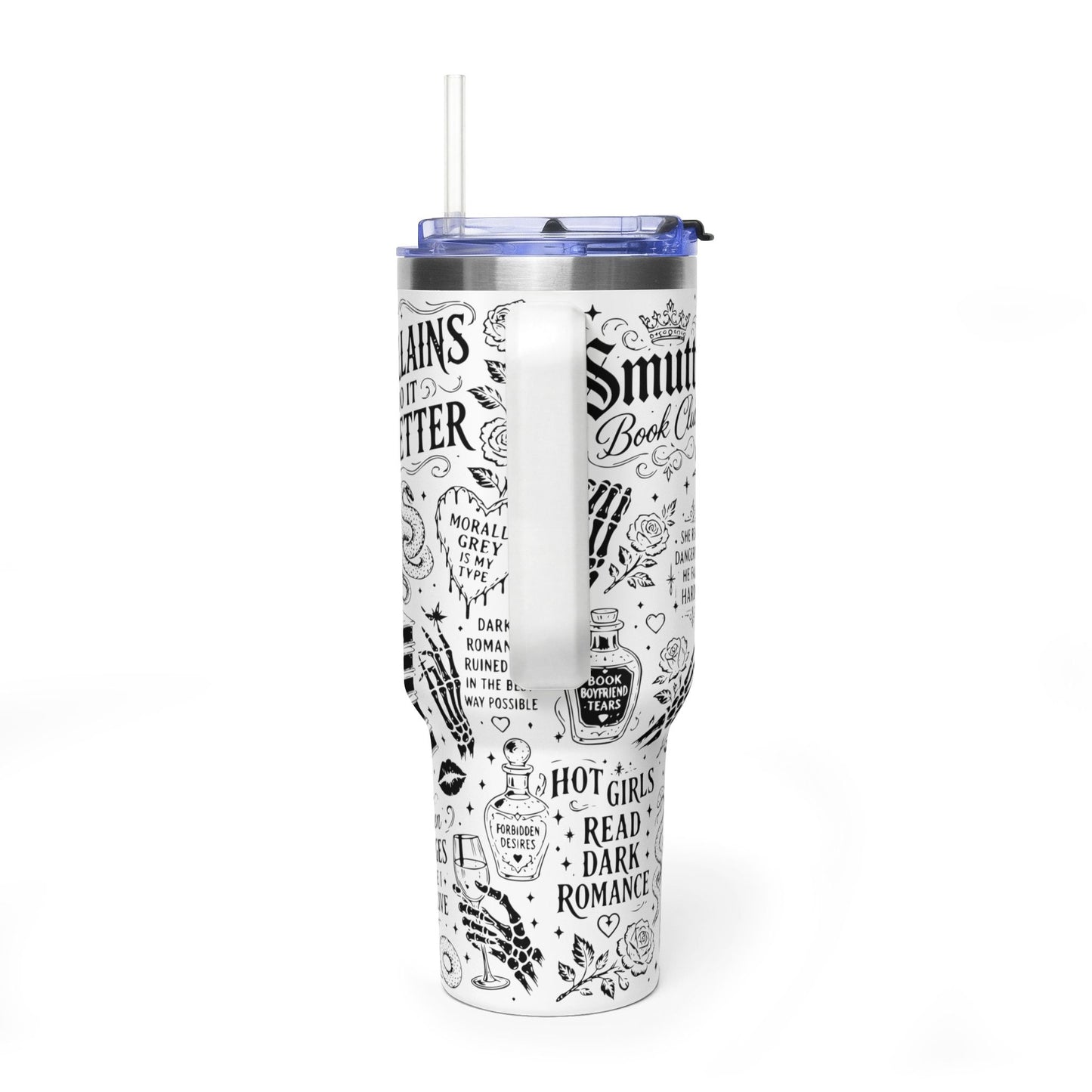 40oz Tumbler — "In My Dark Romance Era (Probably Smut)" Graphic Vacuum Travel Mug