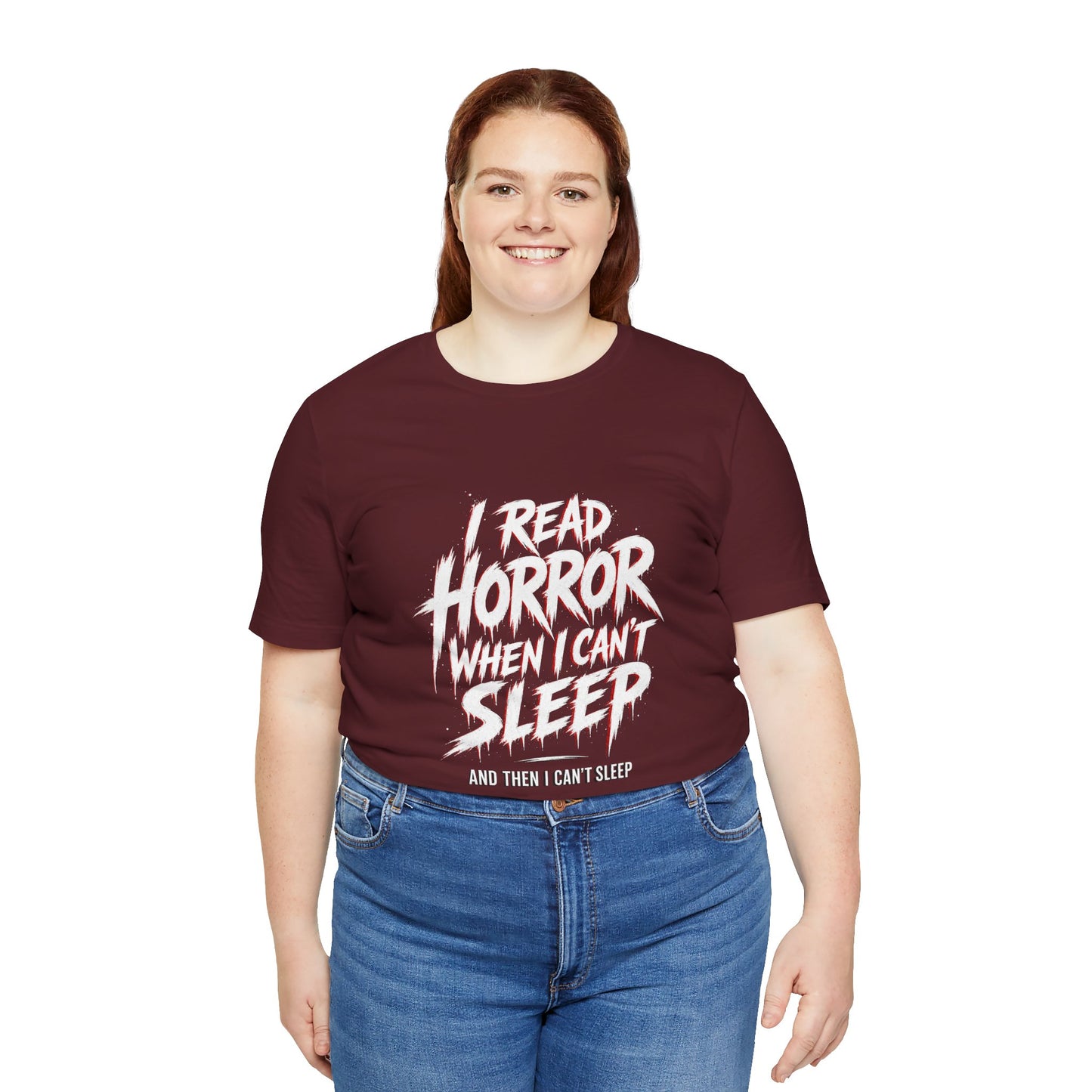 Airlume Cotton - Horror Reader Tee — "I Read Horror When I Can’t Sleep" Graphic T-Shirt