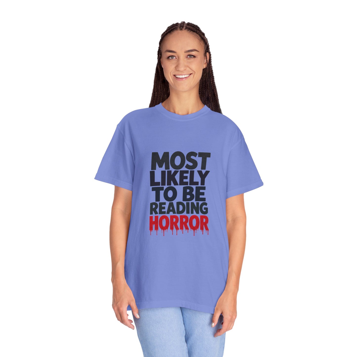 Horror Reader T-Shirt — "Most Likely to Be Reading Horror" Graphic Tee