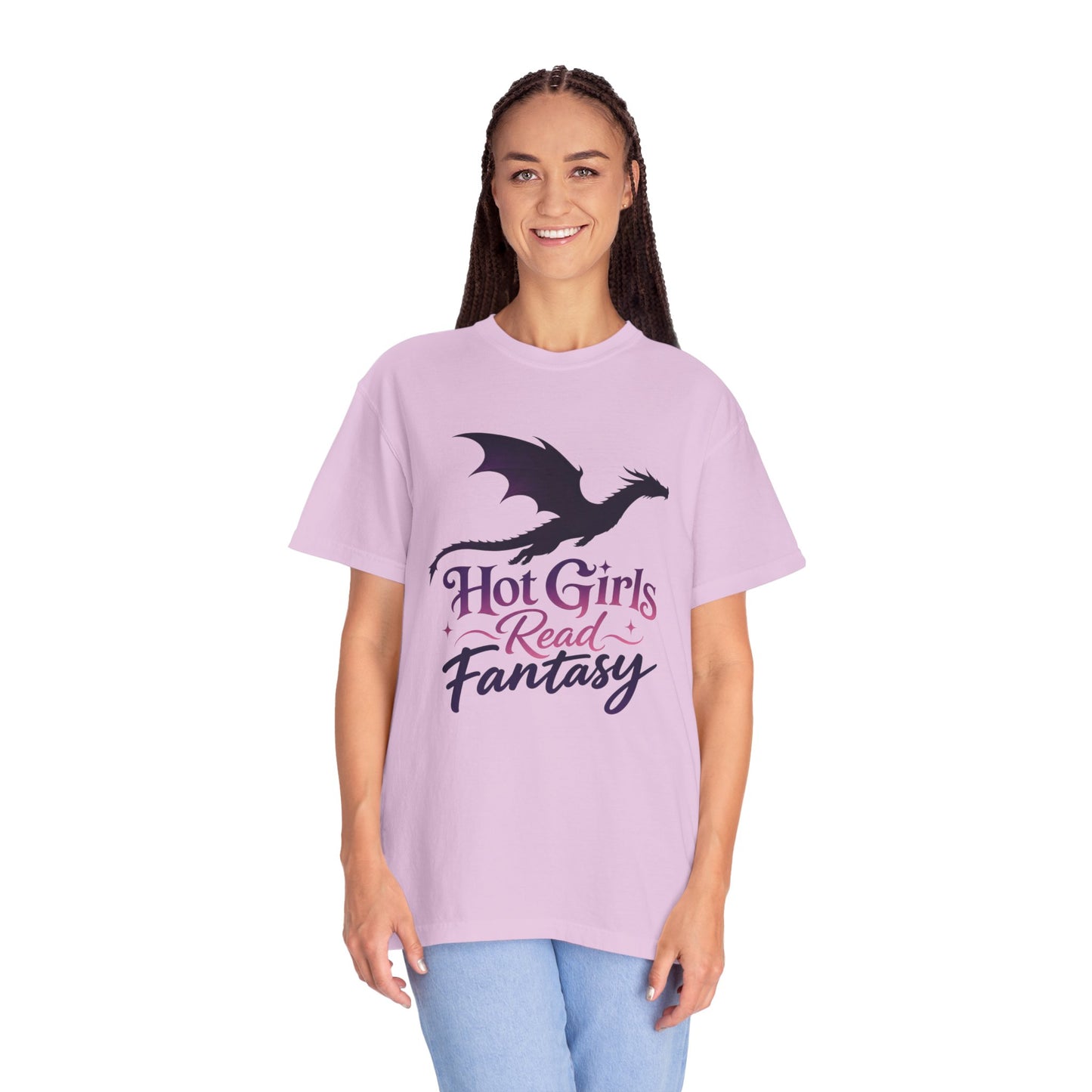 Fantasy Reader T‑Shirt — "Hot Girls Read Fantasy" Dragon Graphic