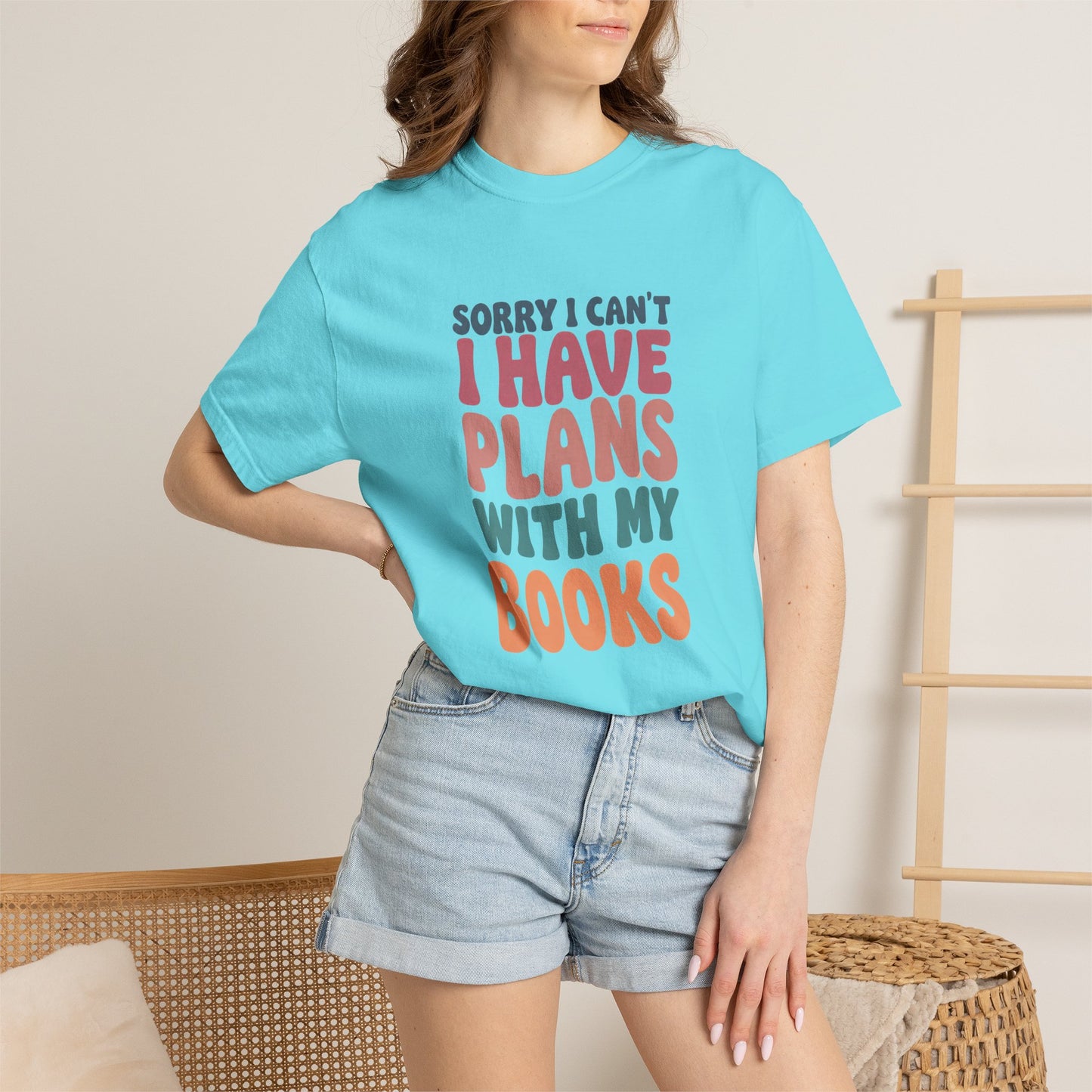 Book Lover T-Shirt — "Sorry I Can't, I Have Plans With My Books" Graphic Tee