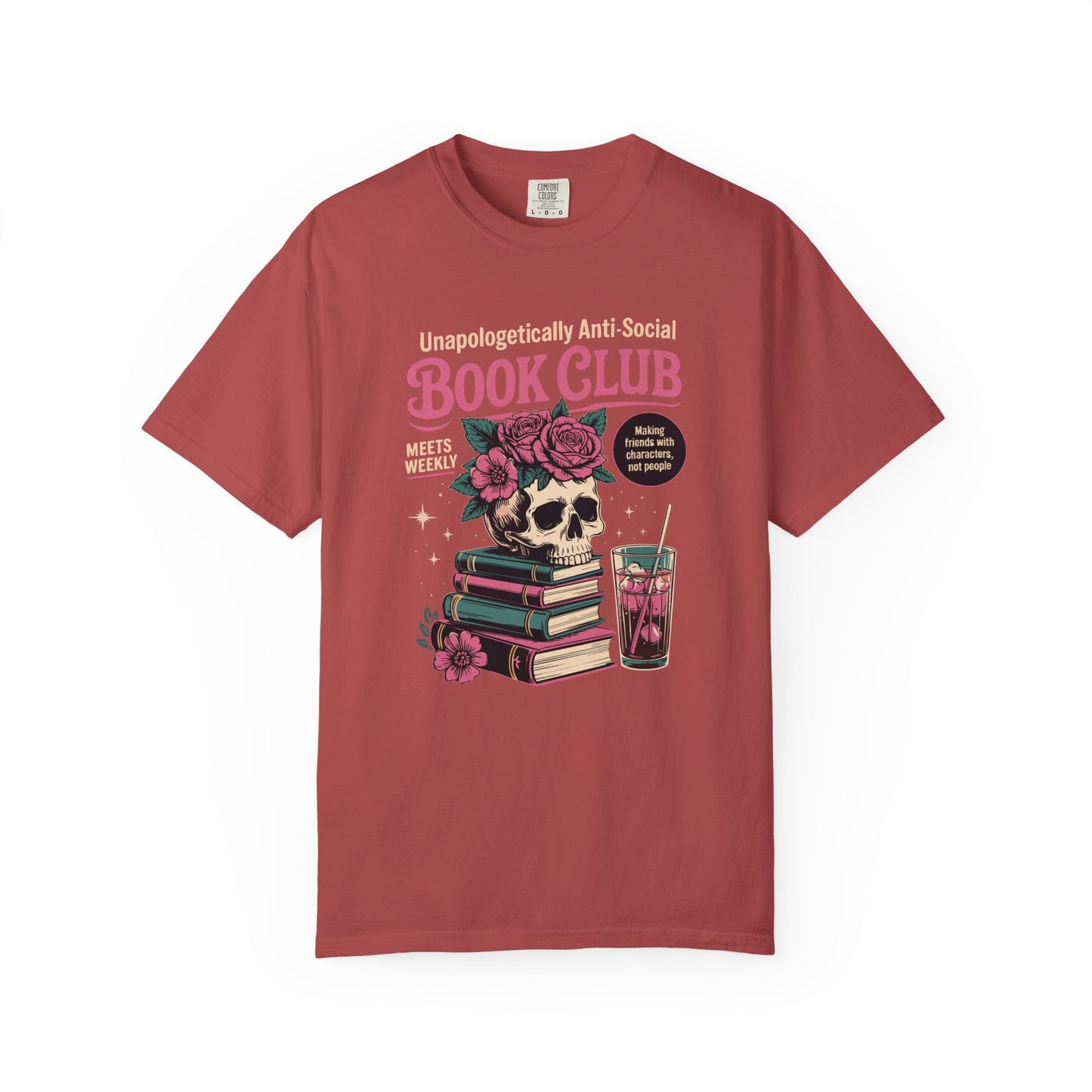 "Unapologetically Anti-Social Book Club" T-Shirt — Skull & Books Graphic Tee for Avid Readers