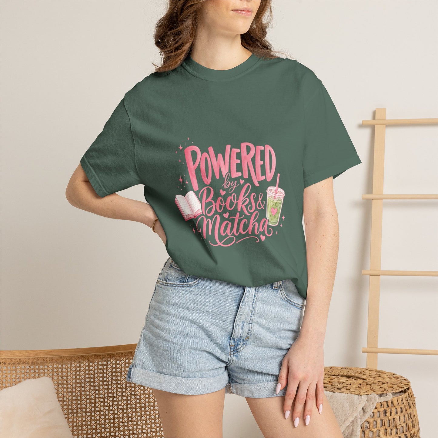 "Powered by Books & Matcha" T-Shirt