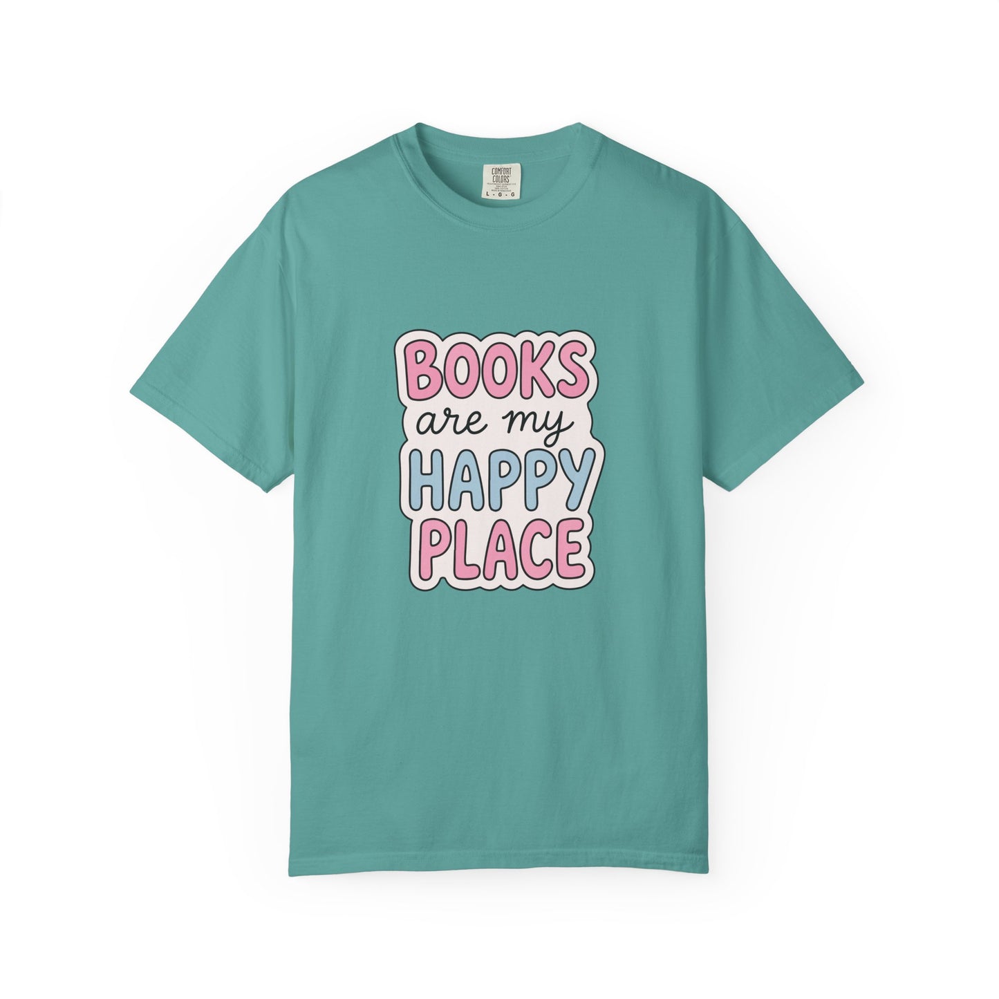 "Books Are My Happy Place" T-Shirt — Cute Pastel Reader Tee