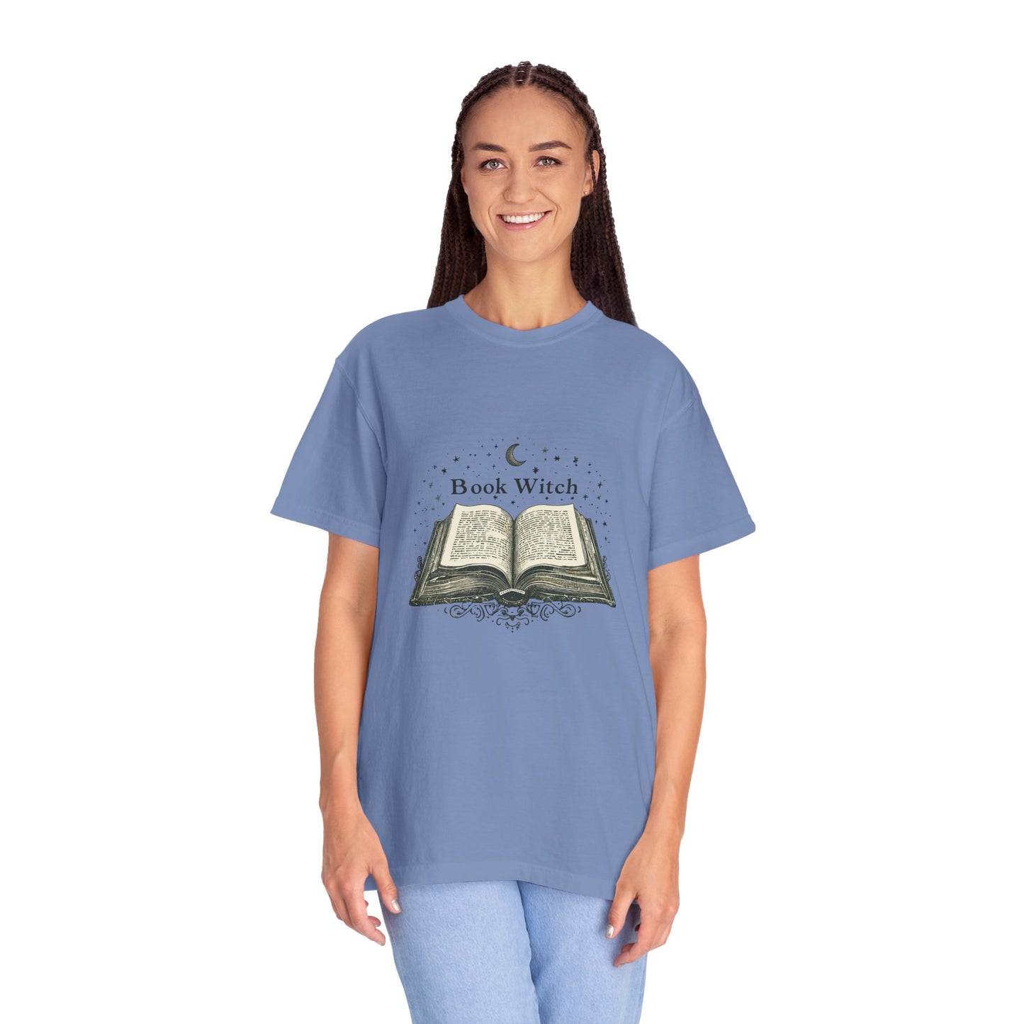 "Book Witch" T-Shirt — Vintage Open Spellbook Design for Readers & Witches