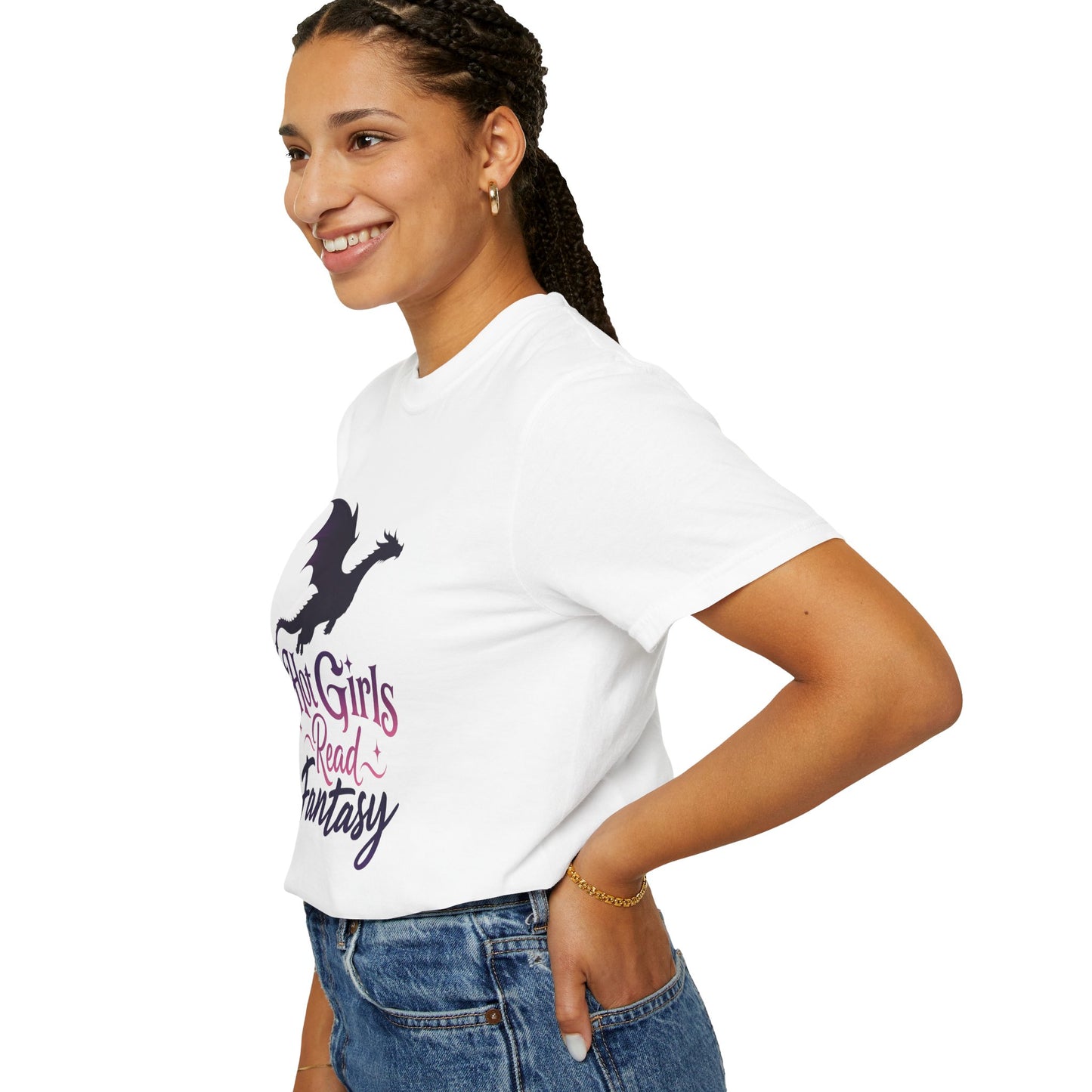 Fantasy Reader T‑Shirt — "Hot Girls Read Fantasy" Dragon Graphic