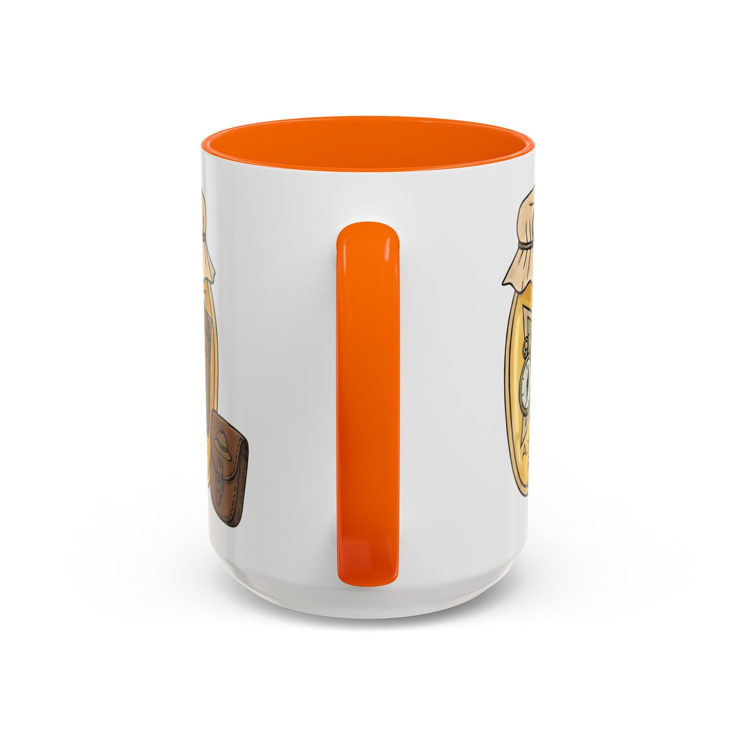 "Adventure Reader" Accent Coffee Mug — Bookish Travel Compass & Treasure Jam Jar Design