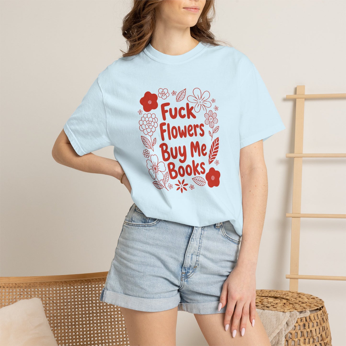 “Fuck Flowers Buy Me Books” Floral Graphic Tee
