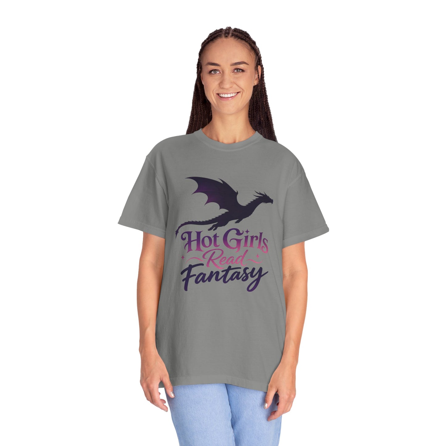 Fantasy Reader T‑Shirt — "Hot Girls Read Fantasy" Dragon Graphic