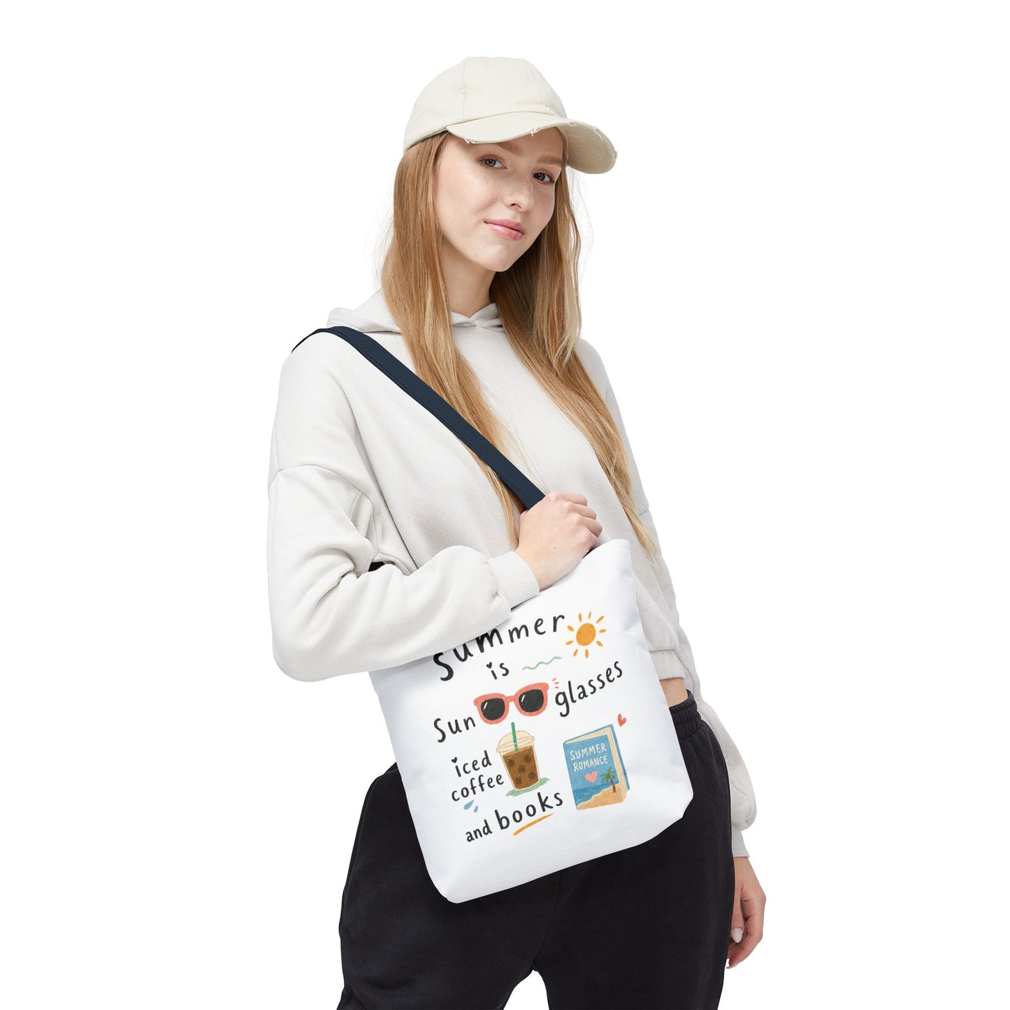 Summer Tote Bag — “Summer is Sunglasses, Iced Coffee and Books” Beach Book Bag