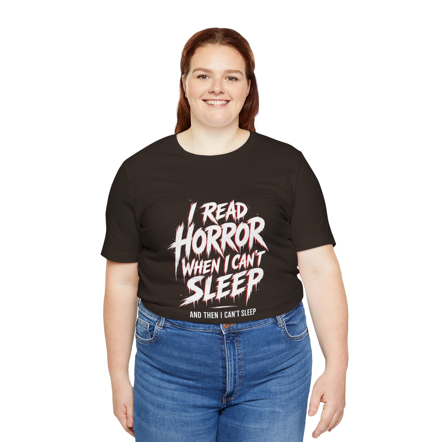 Airlume Cotton - Horror Reader Tee — "I Read Horror When I Can’t Sleep" Graphic T-Shirt
