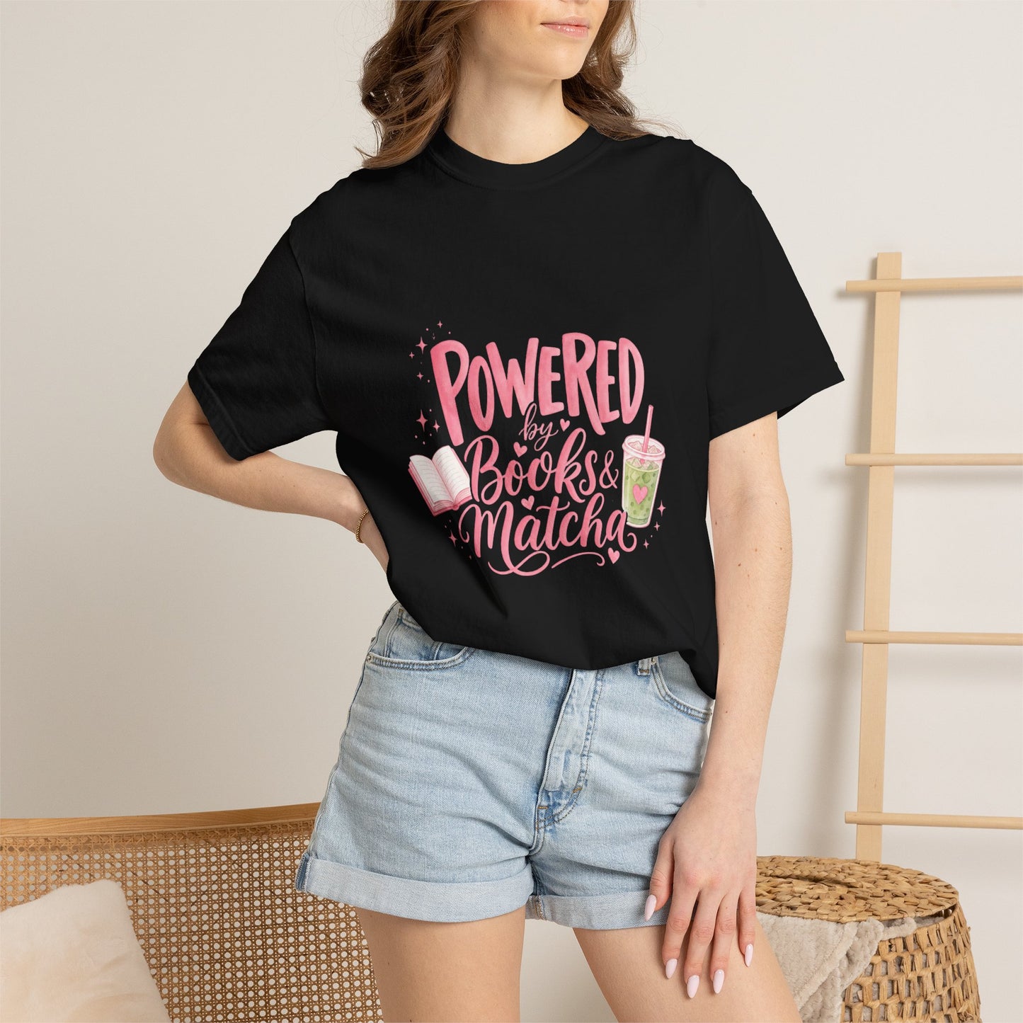 "Powered by Books & Matcha" T-Shirt