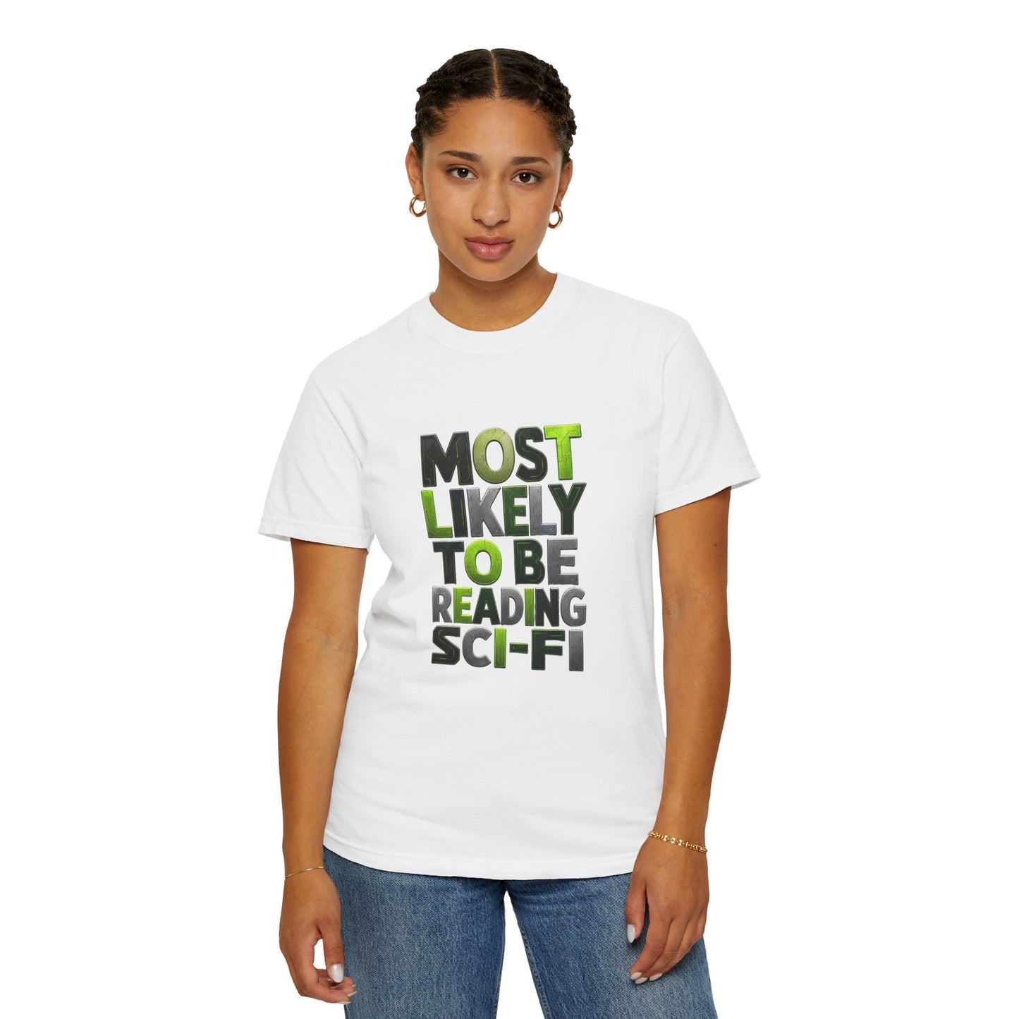 "Most Likely To Be Reading Sci‑Fi" T-Shirt for Science Fiction Book Lovers