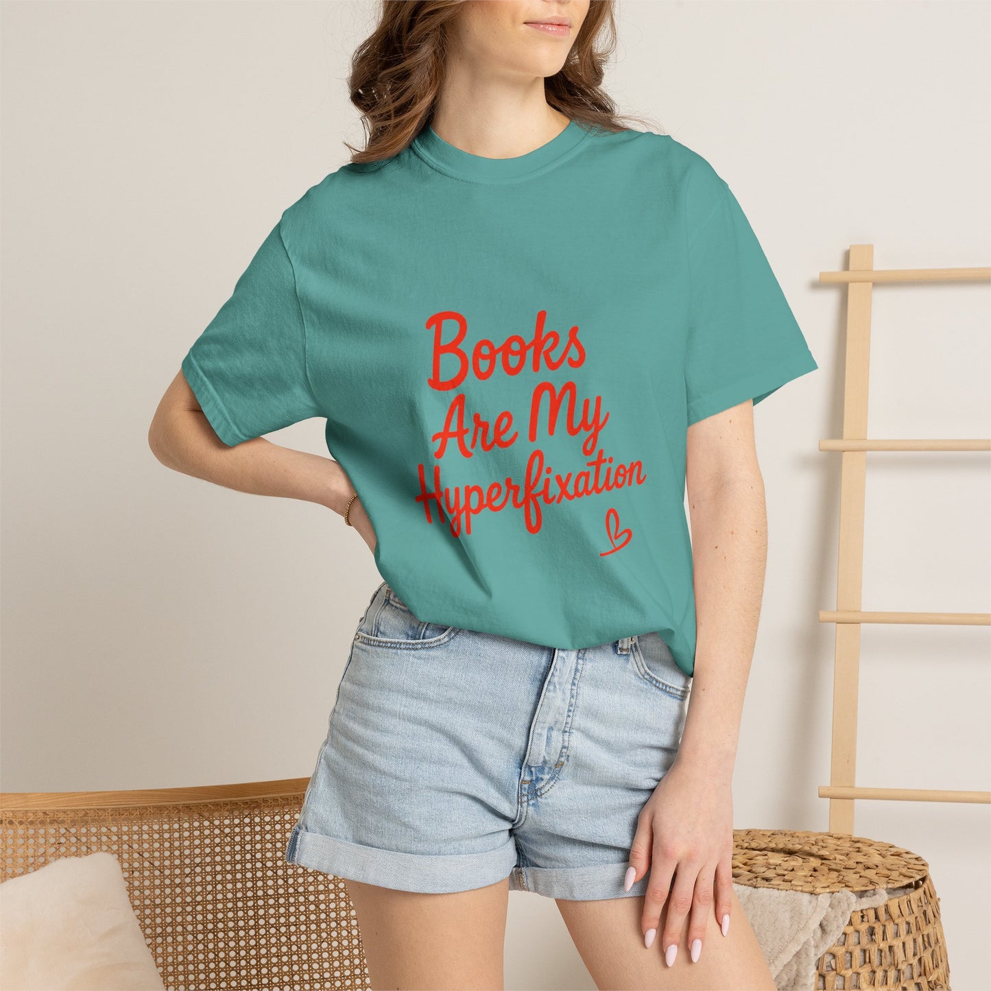 Books Are My Hyperfixation T-Shirt — Cute Red Script Reading Tee for Book Lovers