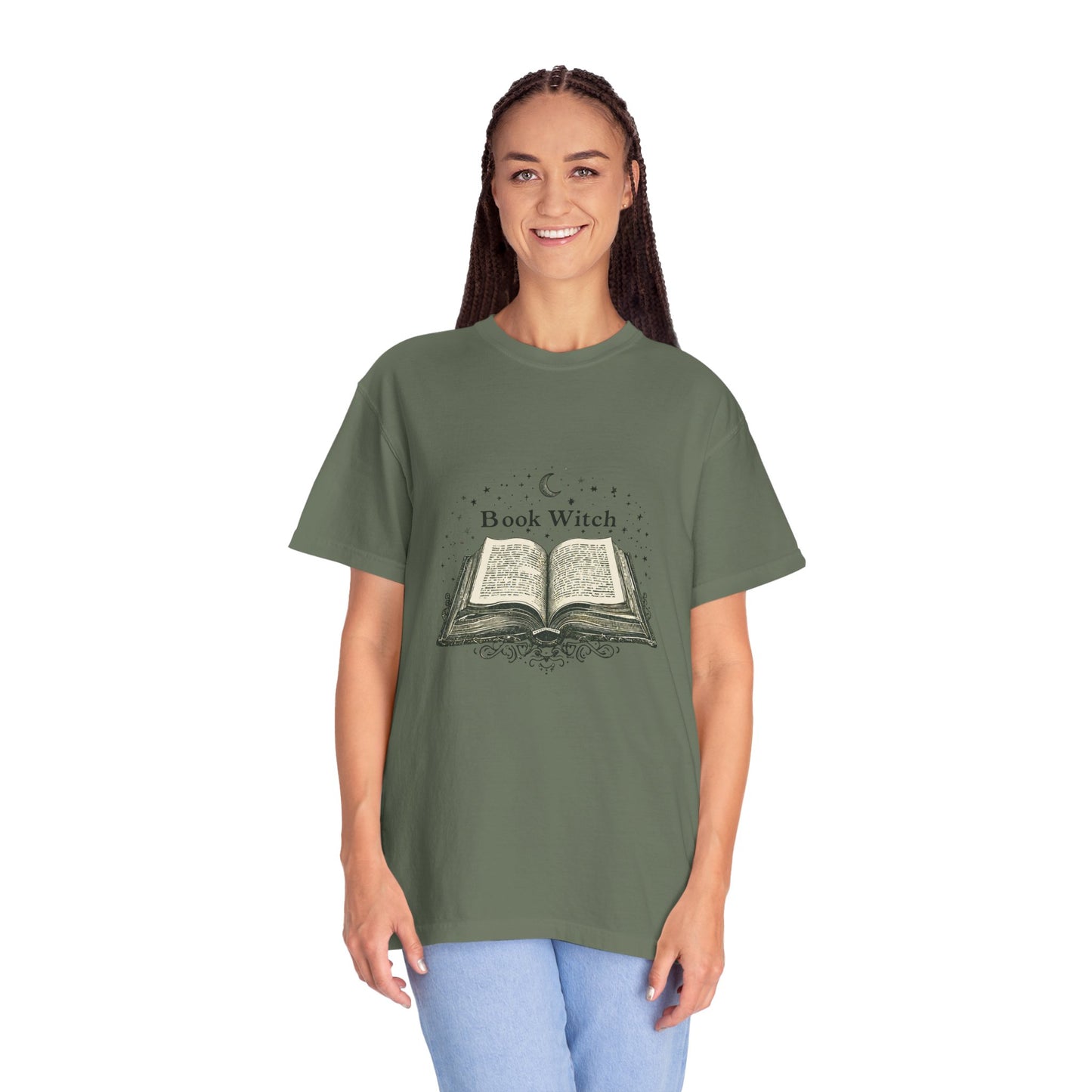 "Book Witch" T-Shirt — Vintage Open Spellbook Design for Readers & Witches