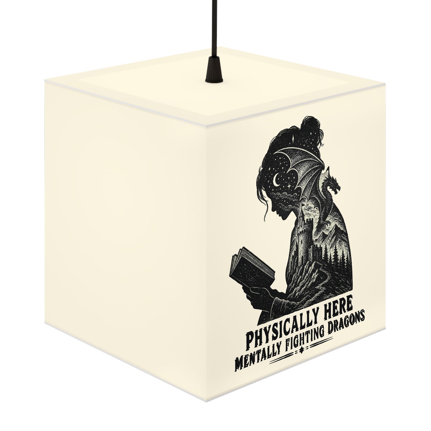 Light Cube Lamp — 'Physically Here, Mentally Fighting Dragons' Reading Cube Lamp
