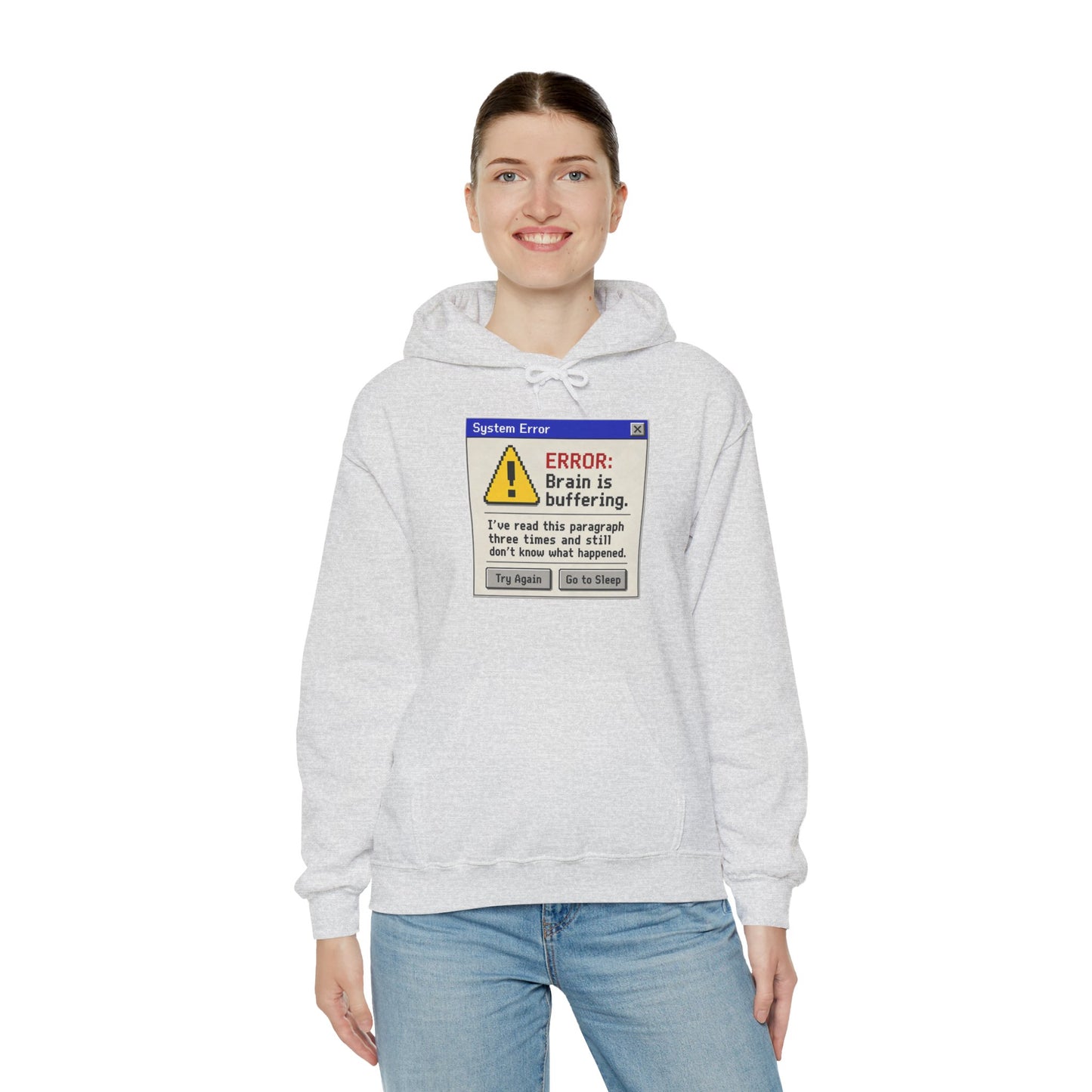 Neurospicy "ERROR: Brain is buffering" Retro Computer Alert Graphic Hoodie