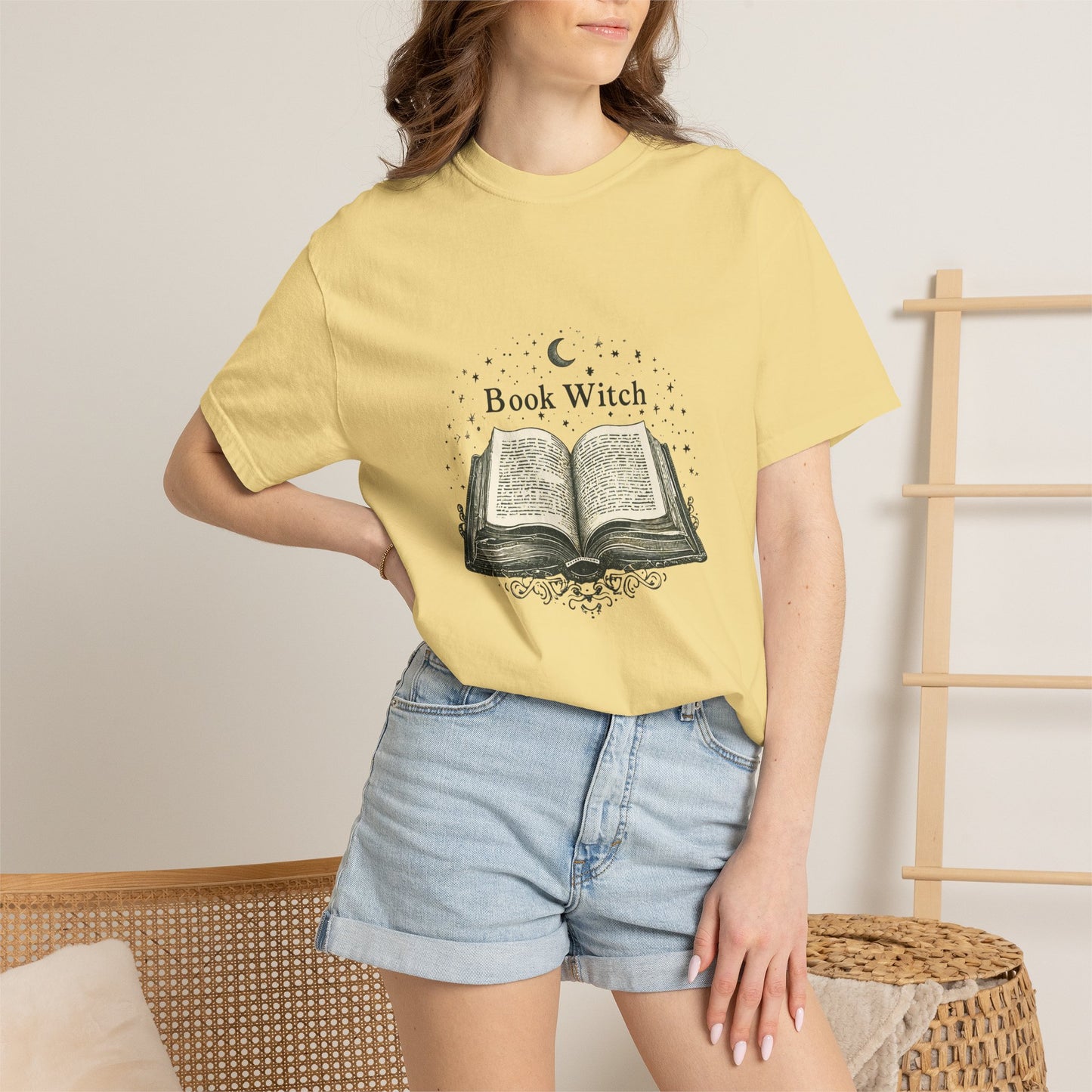 "Book Witch" T-Shirt — Vintage Open Spellbook Design for Readers & Witches