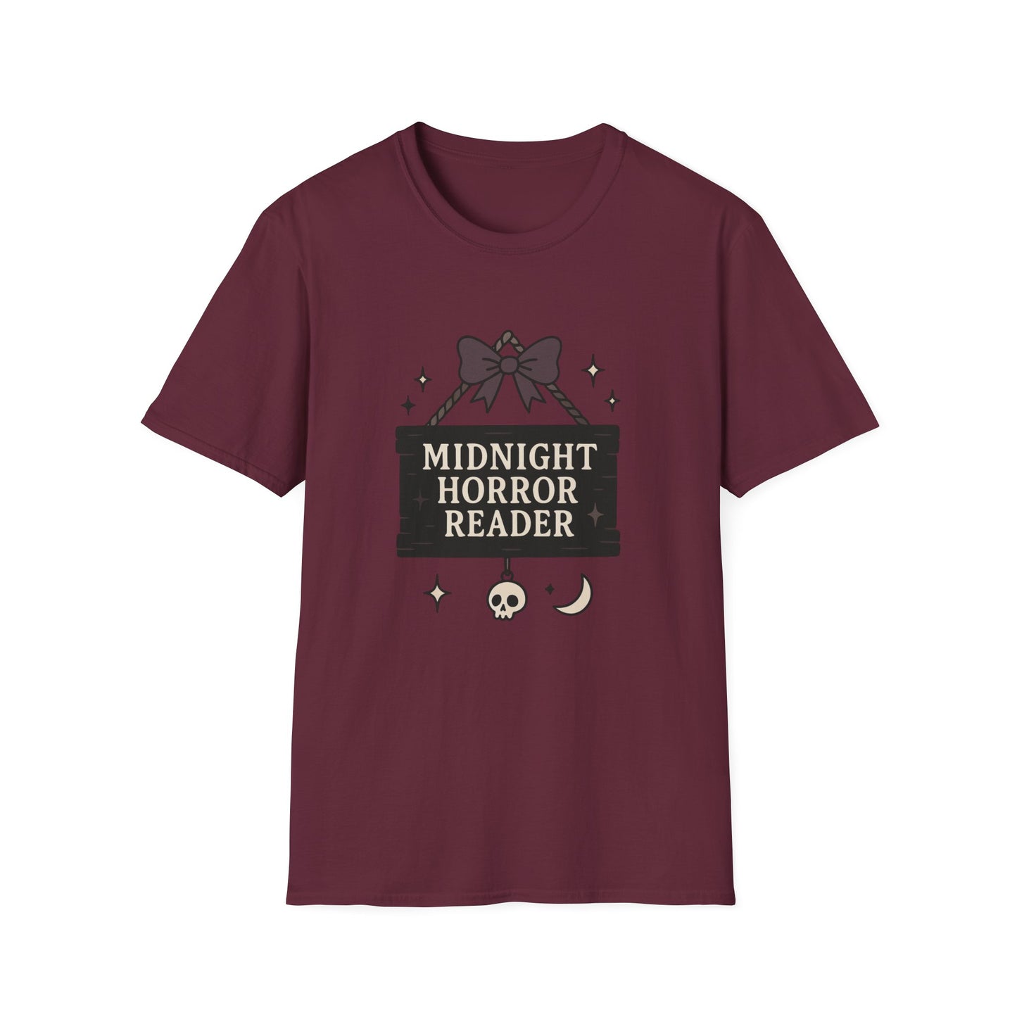 Lightweight Fabric - "Midnight Horror Reader" T-Shirt — Spooky Book Lover Graphic Tee