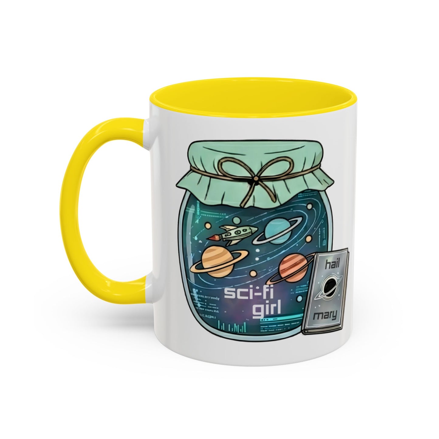 "Sci‑Fi Girl" JamJar Mug — Space Planets Accent Coffee Cup (11/15oz)