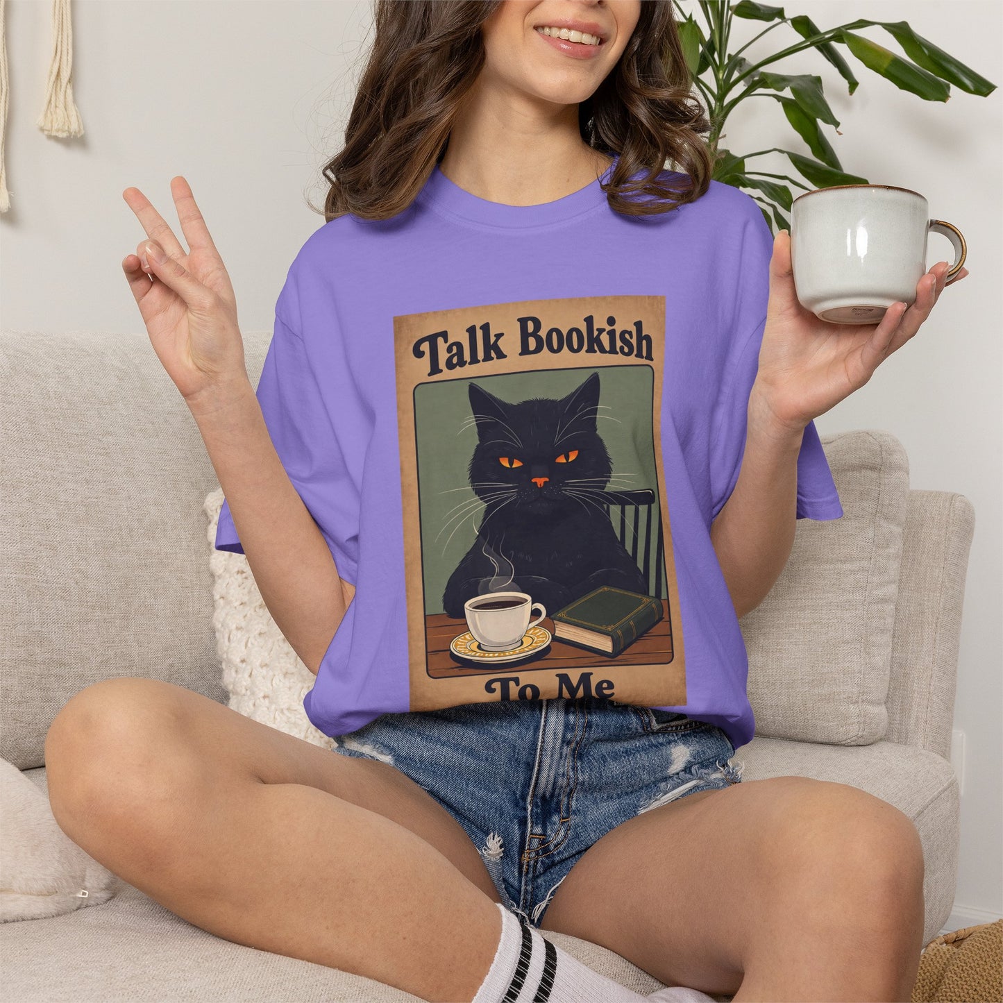"Talk Bookish To Me" Cat T-Shirt