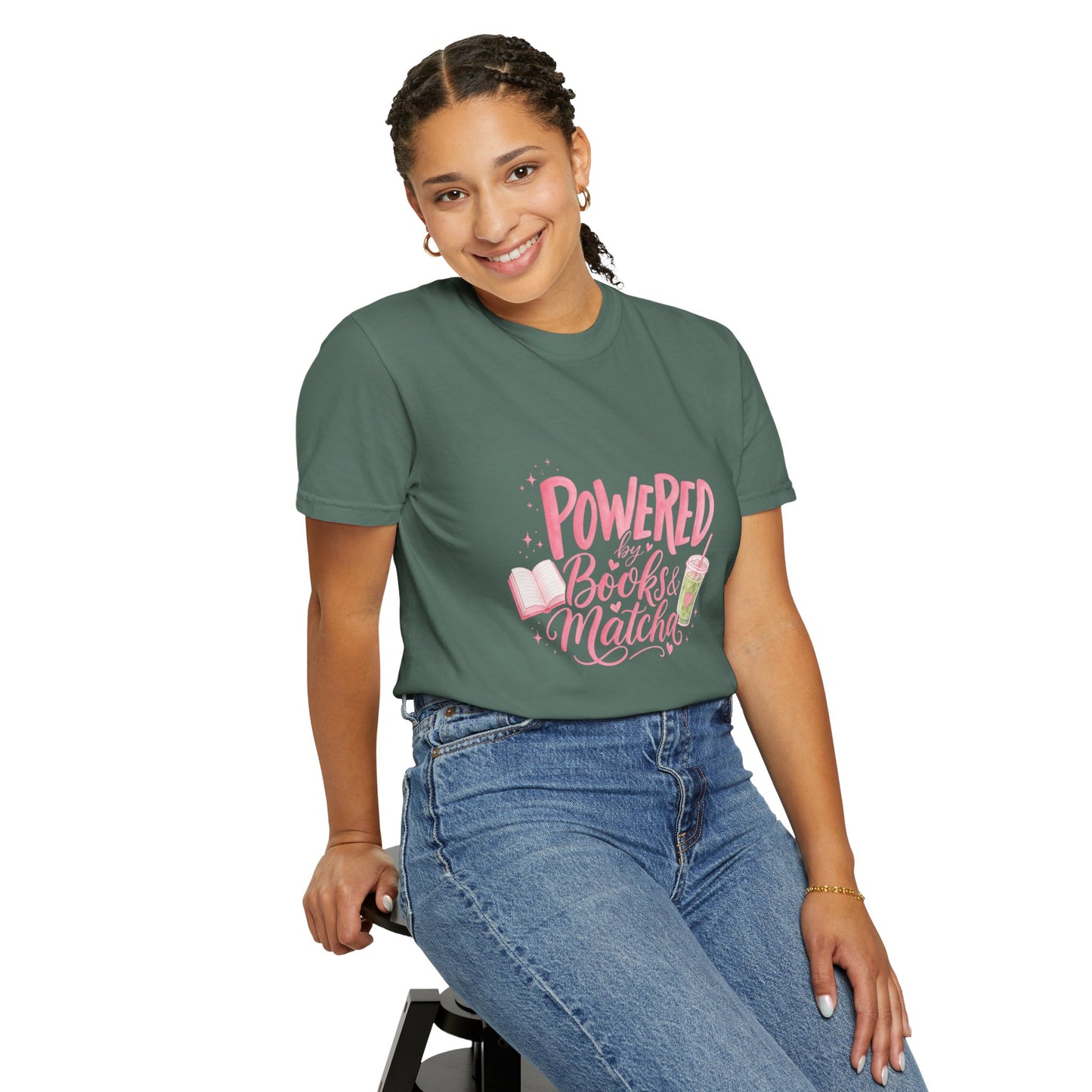 "Powered by Books & Matcha" T-Shirt