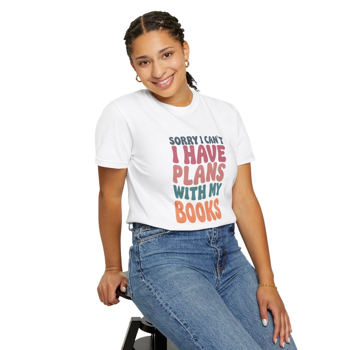 Book Lover T-Shirt — "Sorry I Can't, I Have Plans With My Books" Graphic Tee