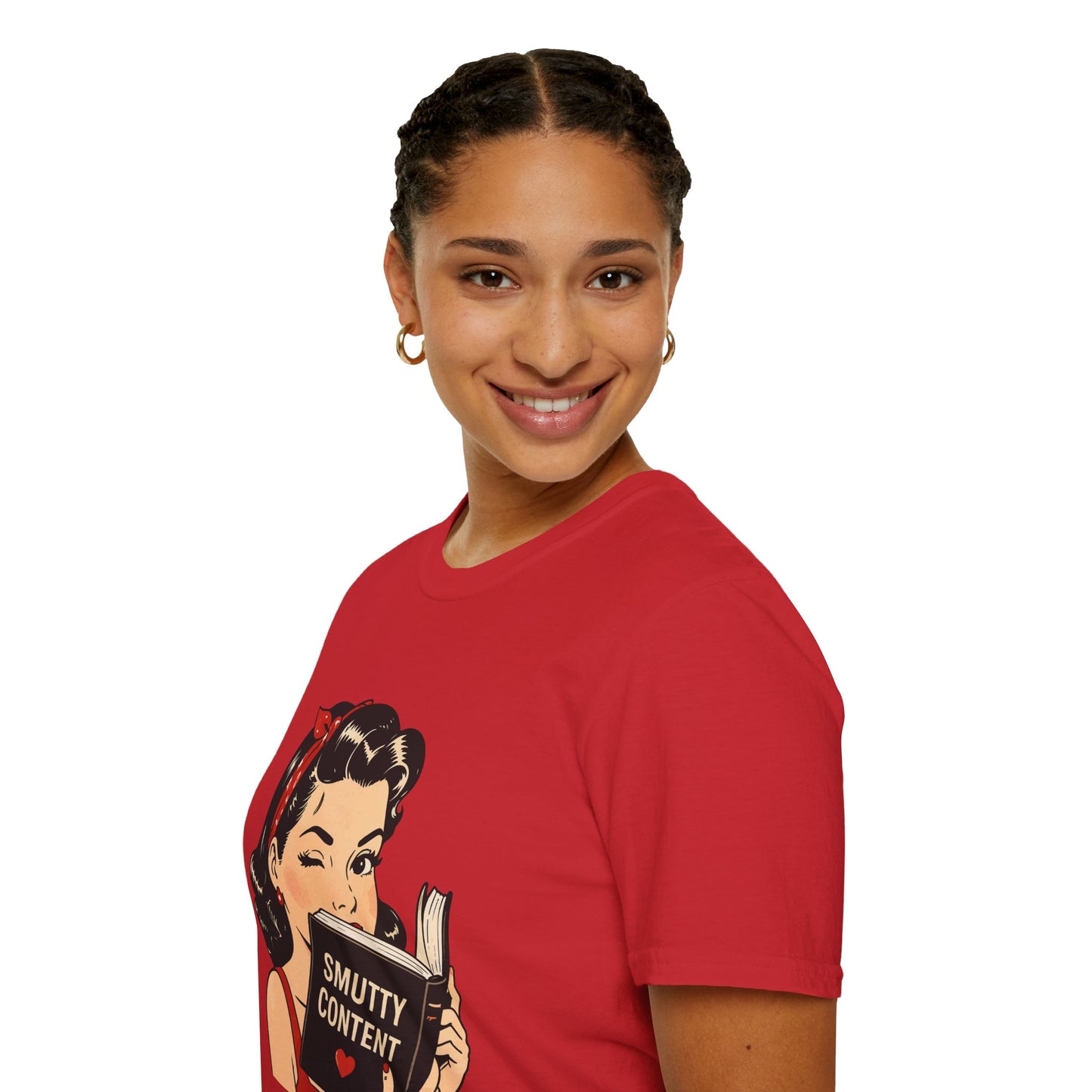 Lightweight Fabric - Vintage Pin-up Reading Tee — "Smutty Content" Graphic T-Shirt