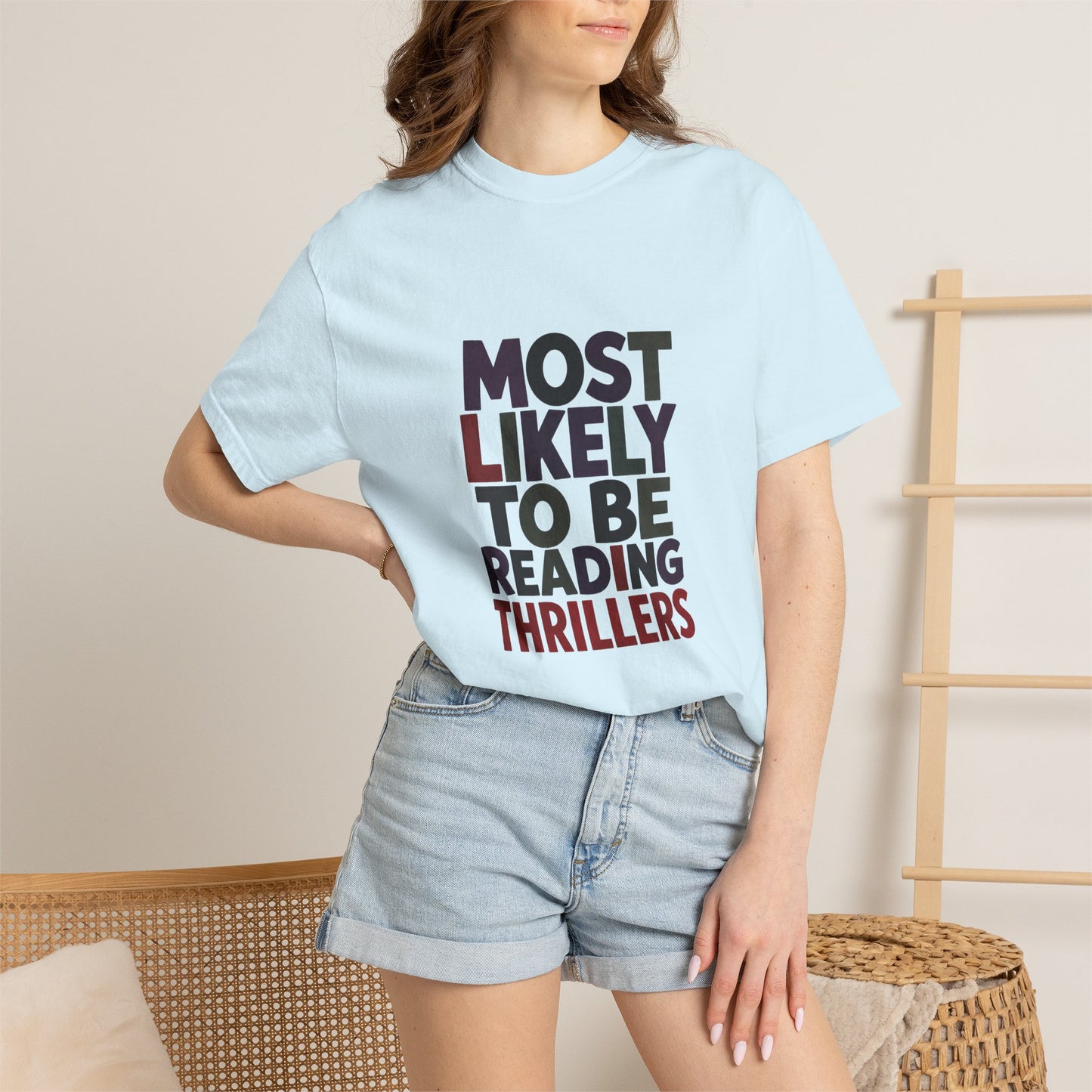 “Most Likely to Be Reading Thrillers” Graphic T-shirt