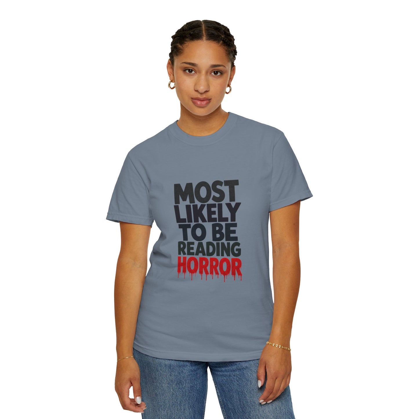 Horror Reader T-Shirt — "Most Likely to Be Reading Horror" Graphic Tee