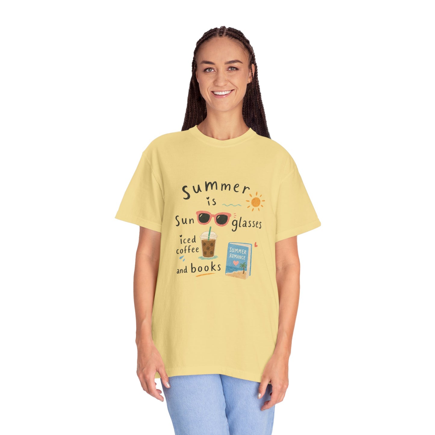 "Summer Is Sunglasses, Iced Coffee & Books" T-Shirt