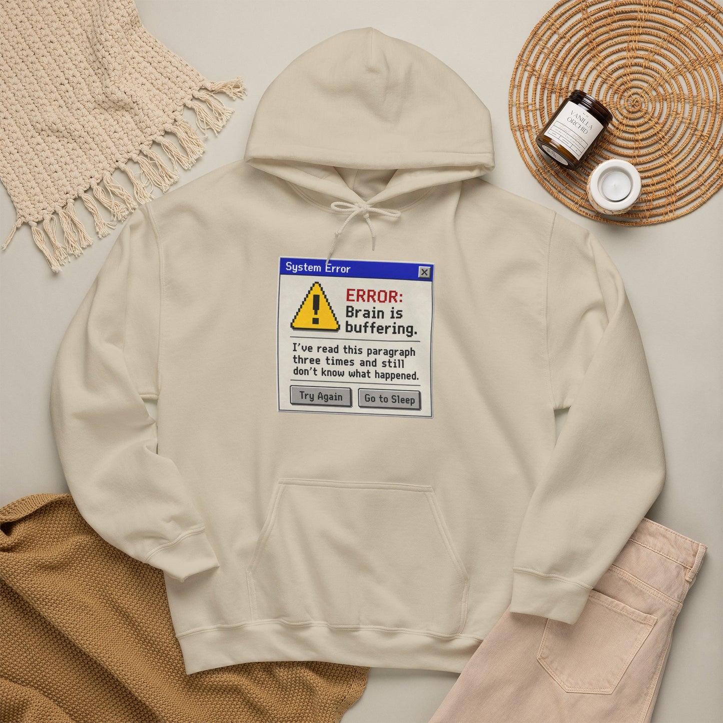 Neurospicy "ERROR: Brain is buffering" Retro Computer Alert Graphic Hoodie