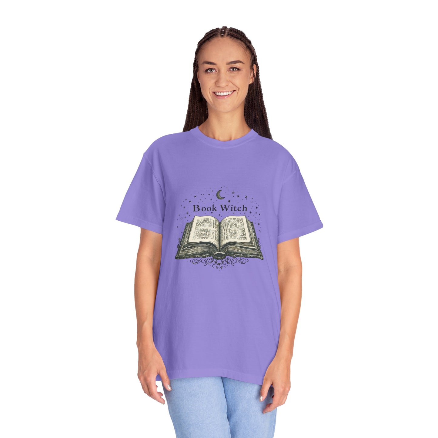 "Book Witch" T-Shirt — Vintage Open Spellbook Design for Readers & Witches